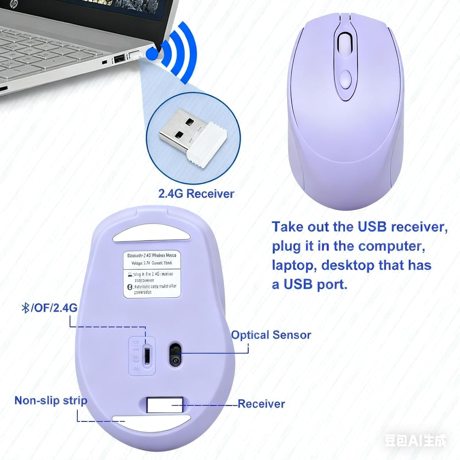 Bluetooth Mouse,Rechargeable Wireless Mouse for Laptop/Ipad/Macbook Pro/Air, Silent Mouse Portable Slim for Surface Pro/Pc/Lenovo/Samsung Tablet