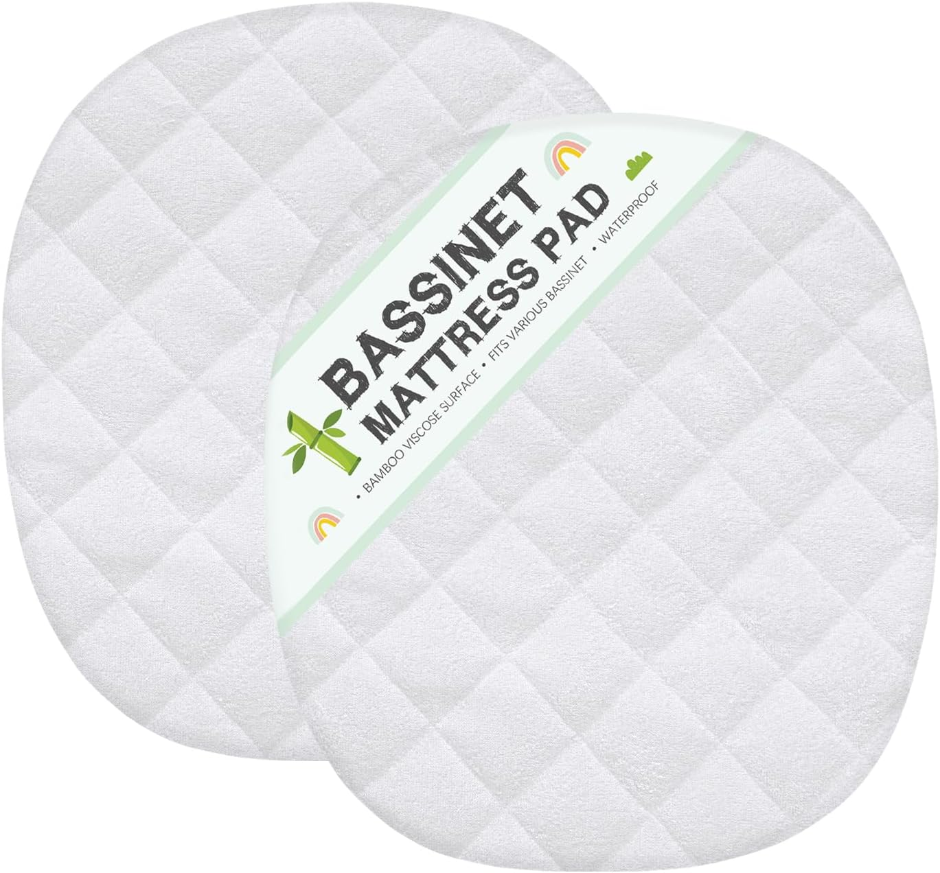 Bassinet Mattress Protector, Fits 15" X 30" Graco Sense2Snooze and Dream on Me Lacy Bassinet, 2 Pack, Waterproof, Washer & Dryer image number 2