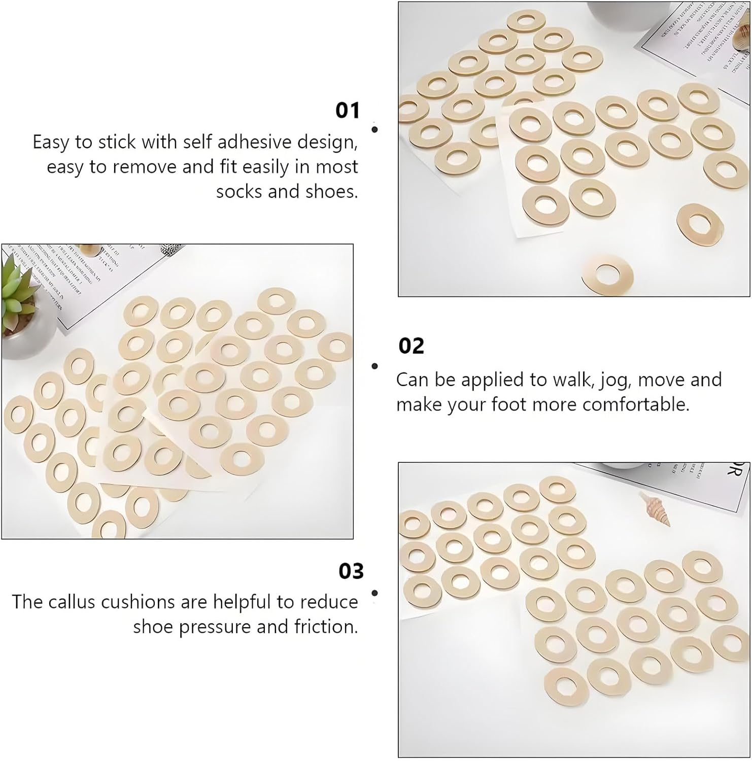 MYTOAU 120 Pcs Corn Cushions for Toes,Callus Cushions with Water-Resistant Self-Stick Adhesive, Upgraded Adhesion, Provide Cushioning and from Corns Rubbing, Protects Foot and Toes image number 2