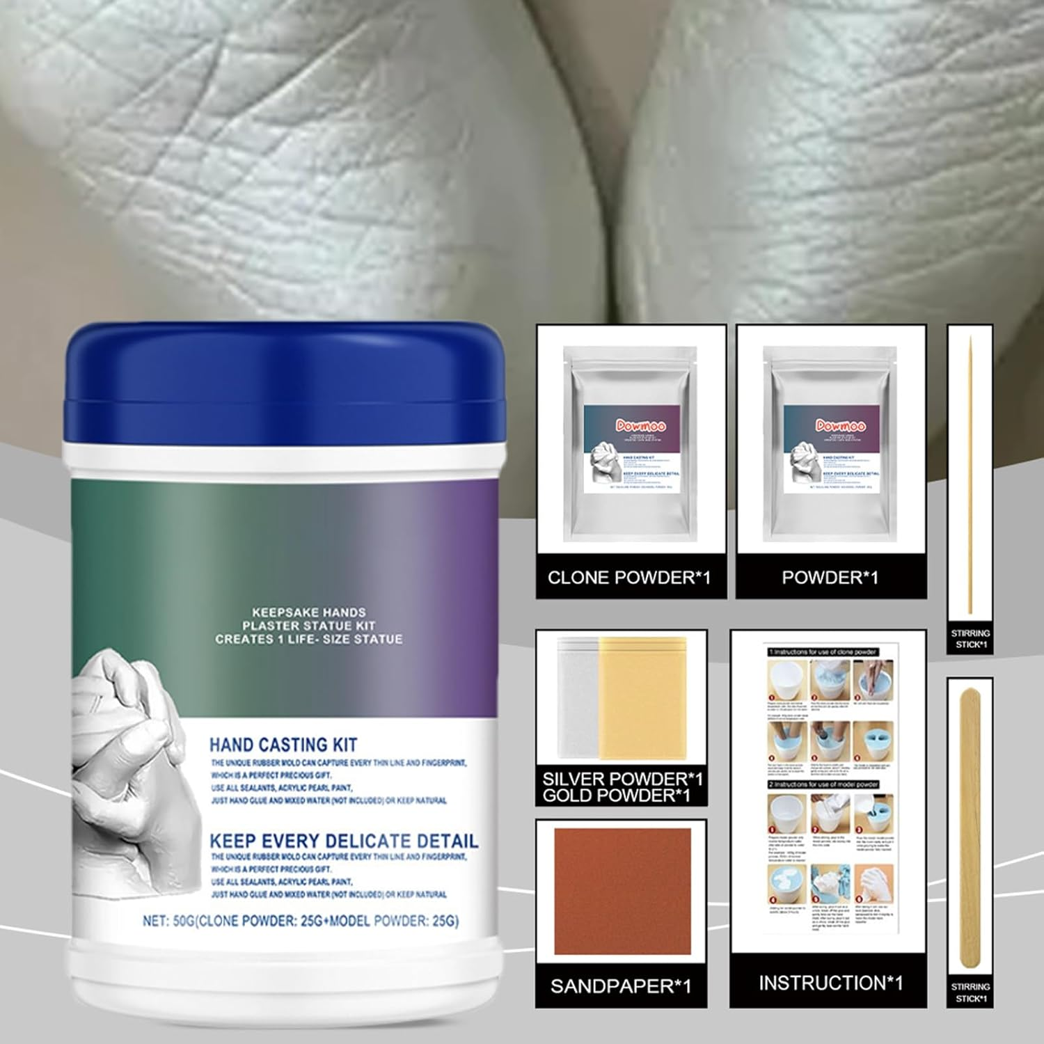 G&eacute;n&eacute;rique Family Handprint Kit | Stone Step-By-Step Handprint Kit | Adult Soap Shop Supplies Family image number 6