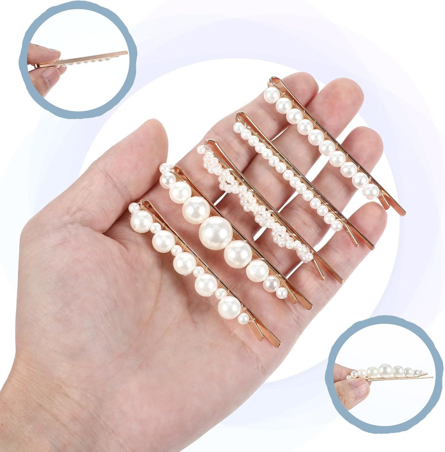 COMNICO Pearl Hair Clips, 10Pcs Elegant Pearl Bobby Pins French Pearl Hair Barrettes Bride Sweet Headwear Decorative Wedding Hair Accessories for Women and Girls image number 4