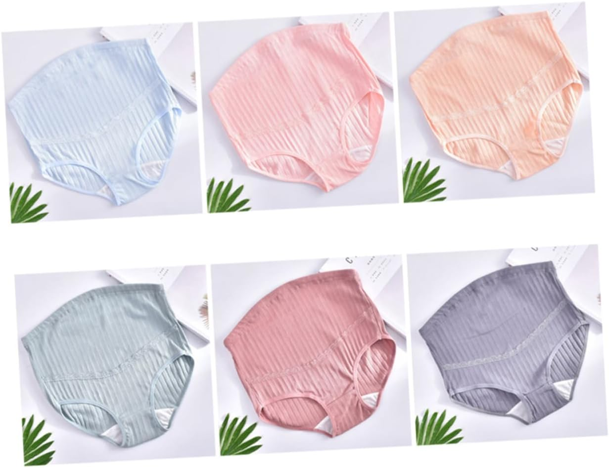 POPETPOP 3Pcs Maternity Underwear High Waist Cotton Soft Stretchy Breathable Panties with Stomach Lift Support for Pregnant Women Comfortable Fit Random Color image number 3