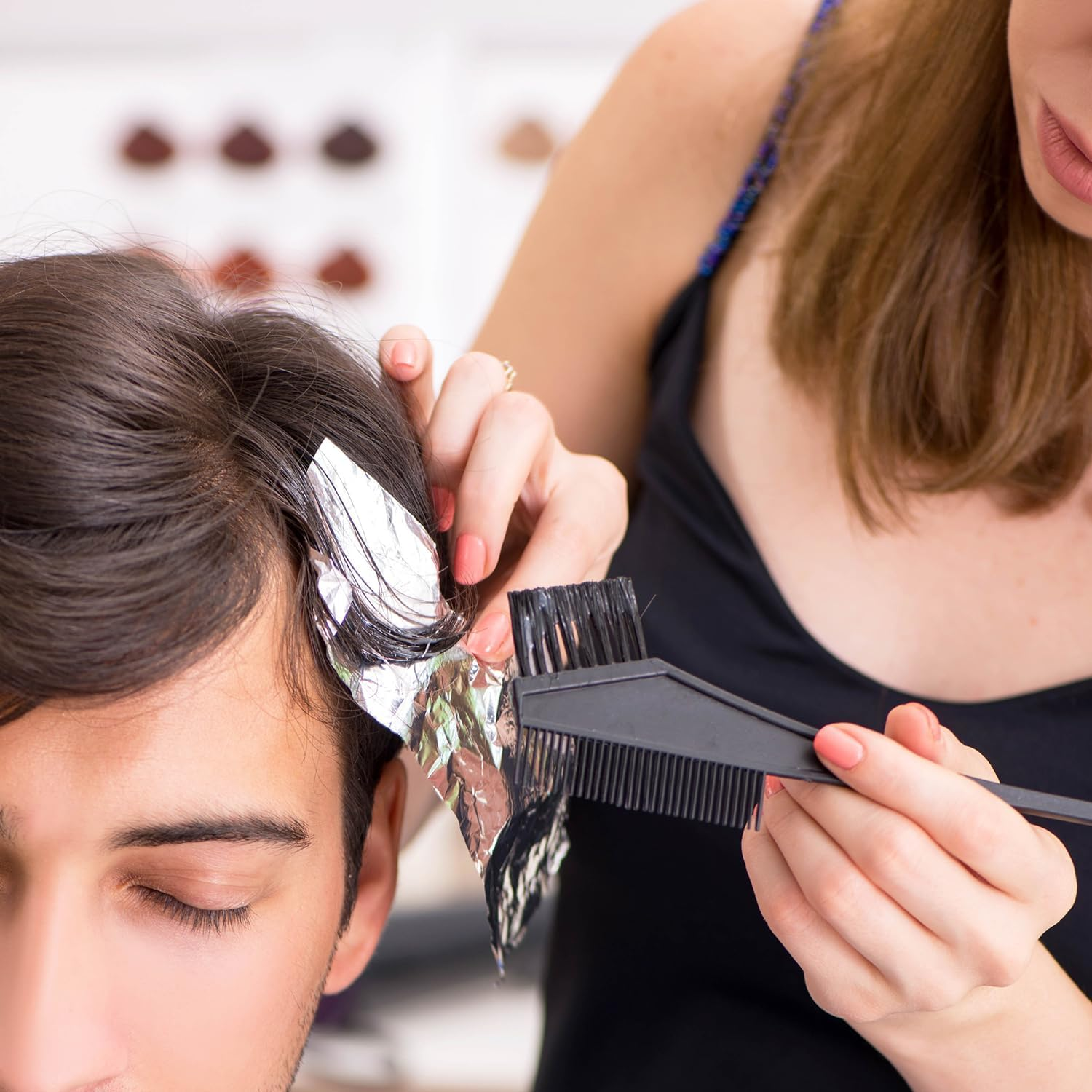 Arcjunys Hair Dye Brush Set Hair Dyeing Accessories Hair Dye Set Brush Hair Dyeing Brush Hair Dyeing Tool with Hair Dye Bowl Colouring Brush Ear Cover Hair Clips for Hairdressing Salon 7 Pieces