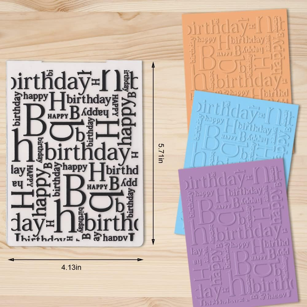 Happy Birthday Plastic Embossing Folders for Card Making Words Background Scrapbooking Plastic Template Photo Album Card Paper Handmade DIY Craft Decoration Template Molds - Happy Birthday image number 5
