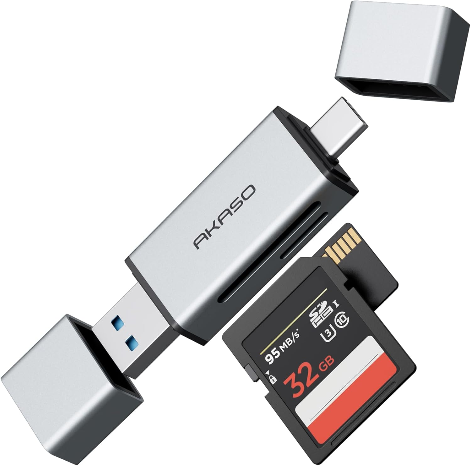 AKASO SD Card Reader, USB C & USB 3.0 Memory Card Reader for Sd/Micro SD/UHS-I/SDXC/SDHC/TF, Compatible with Smartphones, Laptops, Tablets, Personal Computer and Cameras image number 5