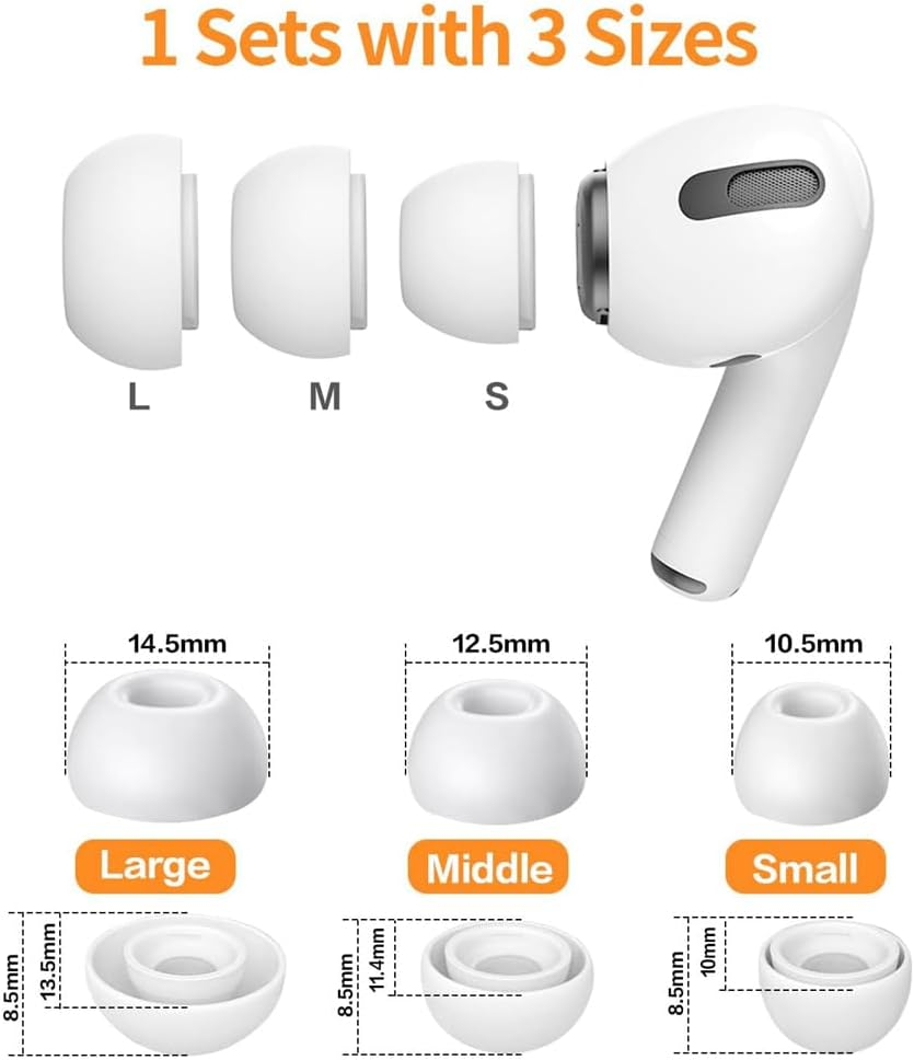 Enstphjoy 3 Pair Replacement Ear Tips for Airpods Pro 2Nd/1St Generation,Noise Reduction with Dust Guard Screen, Silicone (S/M/L) image number 2