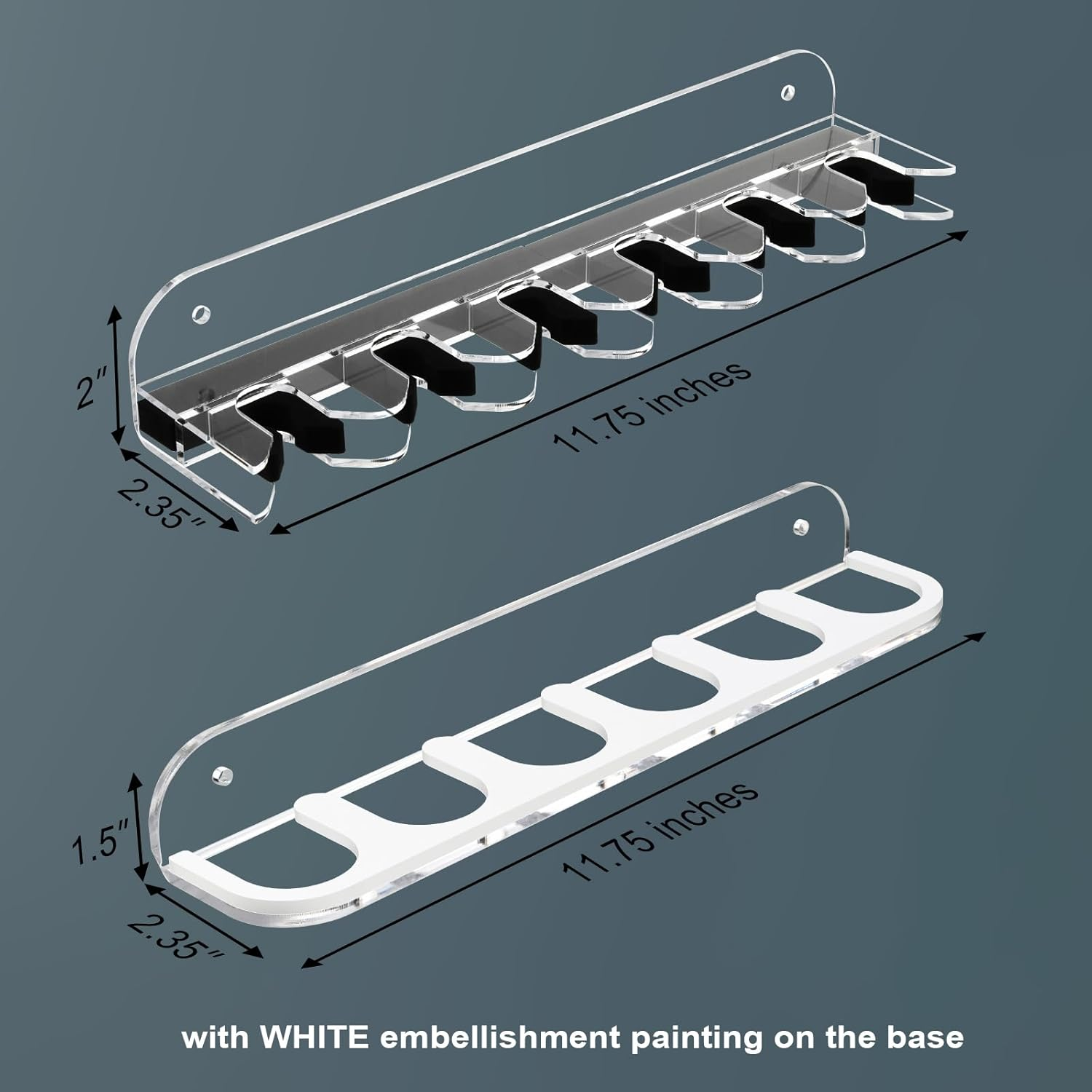 Cosmos Acrylic 2-Piece Billiard Cue Rack Wall Mount Billiard Stick Holder Wall Rack, Eva Foam Cue Clips Holds 6 Pool Cues, Billiard Pool Equipment Accessories (Transparent Clear) image number 3