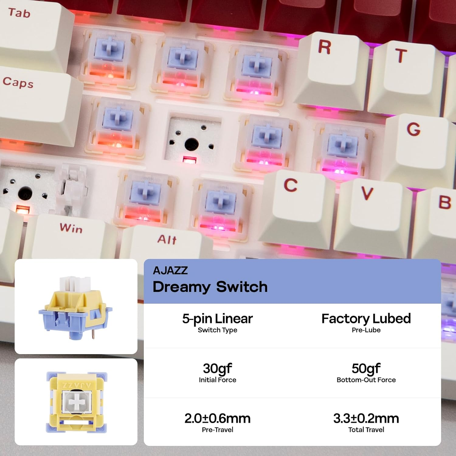 EPOMAKER Ajazz AK820 PRO Wireless Gaming Keyboard with TFT Screen and Knob, Hot Swappable, 2.4Ghz/Usb/Bt5.0, 75% Mechanical Keyboard for Pc/Mac/Office/Gaming (Beige, Dreamy Switch) image number 3