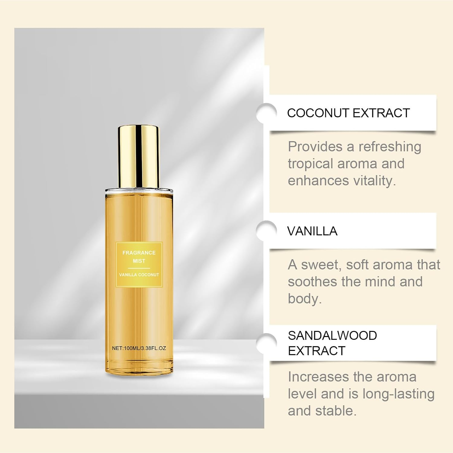 Vanilla Coconut Body Spray for Women - Long-Lasting Light Fragrance Mist for Hair and Skin Care, Vanilla Body Spray, Hydrating & Refreshing with Delicate Charming Aroma, for Daily Use (8 Bottles) image number 3