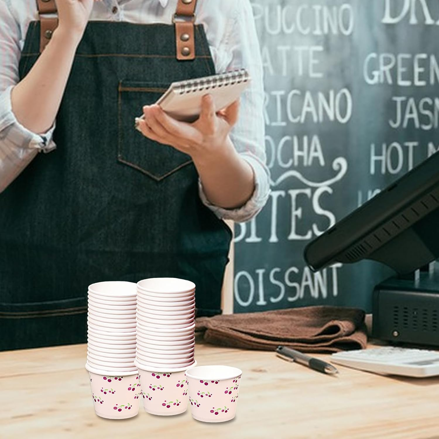 Homiliky 100Pcs 50Ml Multi-Use Handy Paper Cups, Stackable Mini Cups for Wedding, Birthday Parties, Beer Tasting, Snacks & Samples image number 2