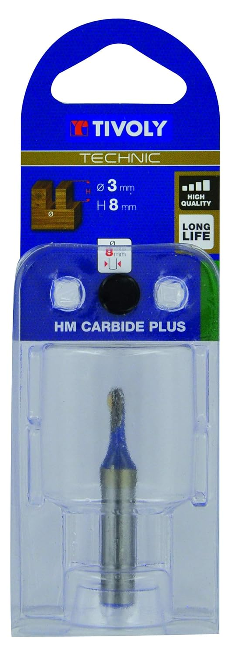 Tivoly XT60642067831 Straight Router Bits | 2 Diamond Cut Cutters Diameter 3 Mm, Blue image number 1