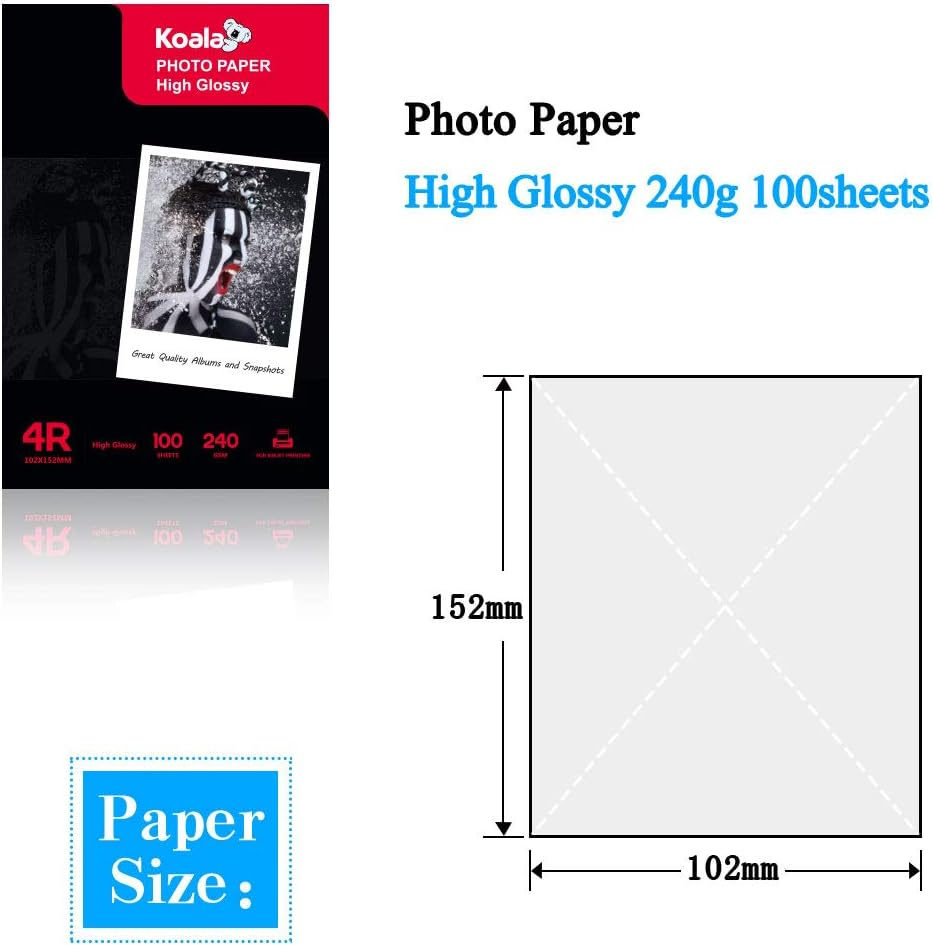 KOALA Inkjet Photo Paper 6X4 '' 10X15 Cm Glossy 100 Sheets 240 GSM for Canon Hp Epson Inkjet Printer image number 4