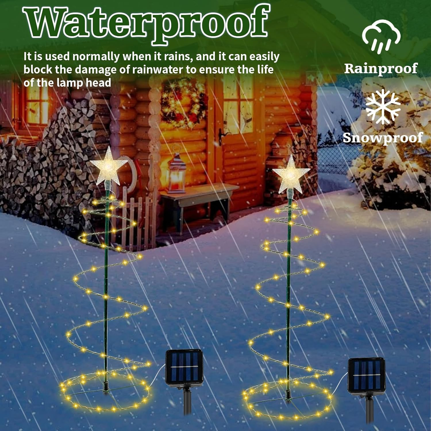 Yumsur Outdoor Solar Christmas Decoration - Waterproof Spiral Christmas Tree Lighting for Gardens, Patios image number 4