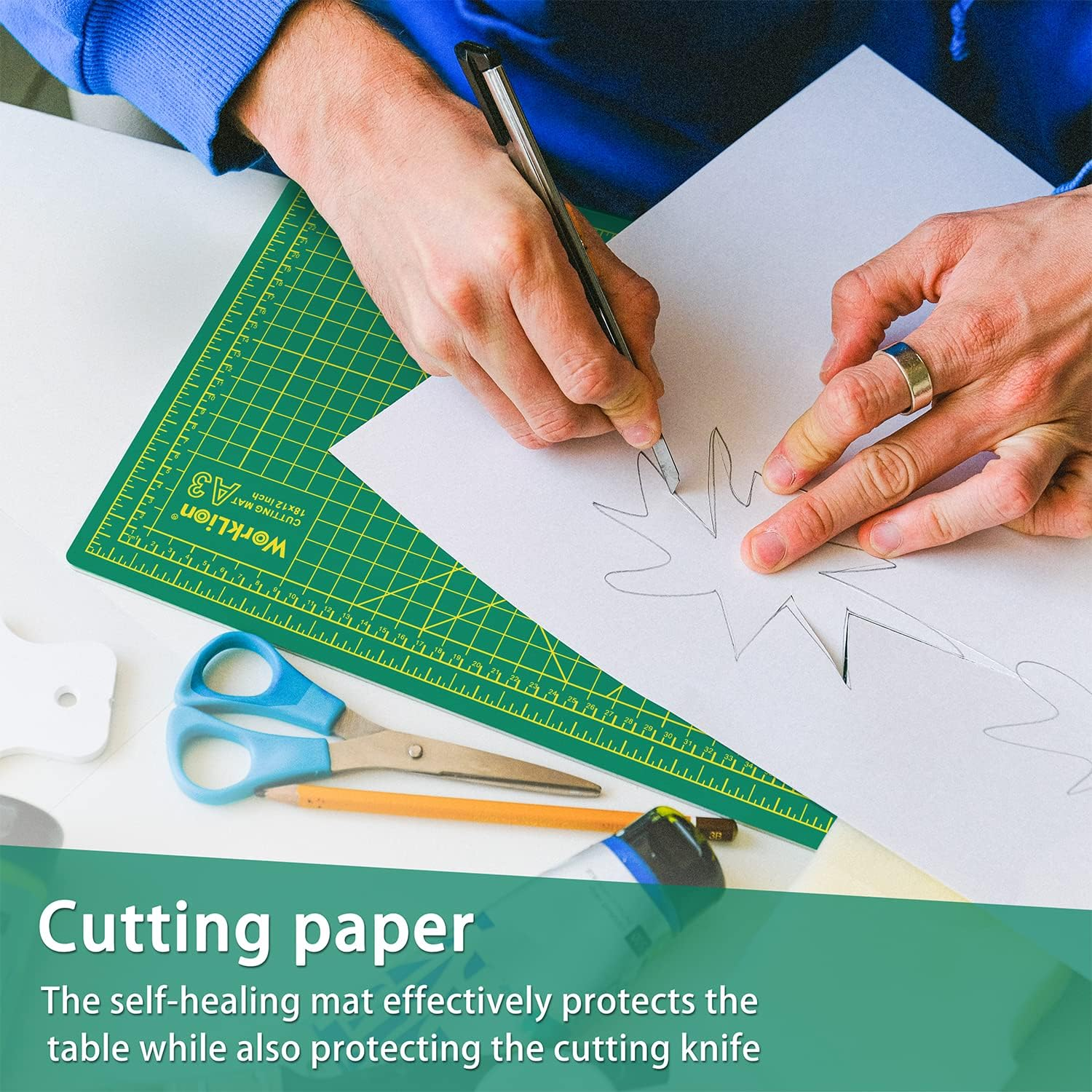 WORKLION Large Self Healing PVC Cutting Mat, Double Sided, Gridded Rotary Cutting Board for Craft, Fabric, Quilting, Sewing, Scrapbooking - Art Project (18&lsquo;&rsquo;L X 12&lsquo;&rsquo;W) image number 6