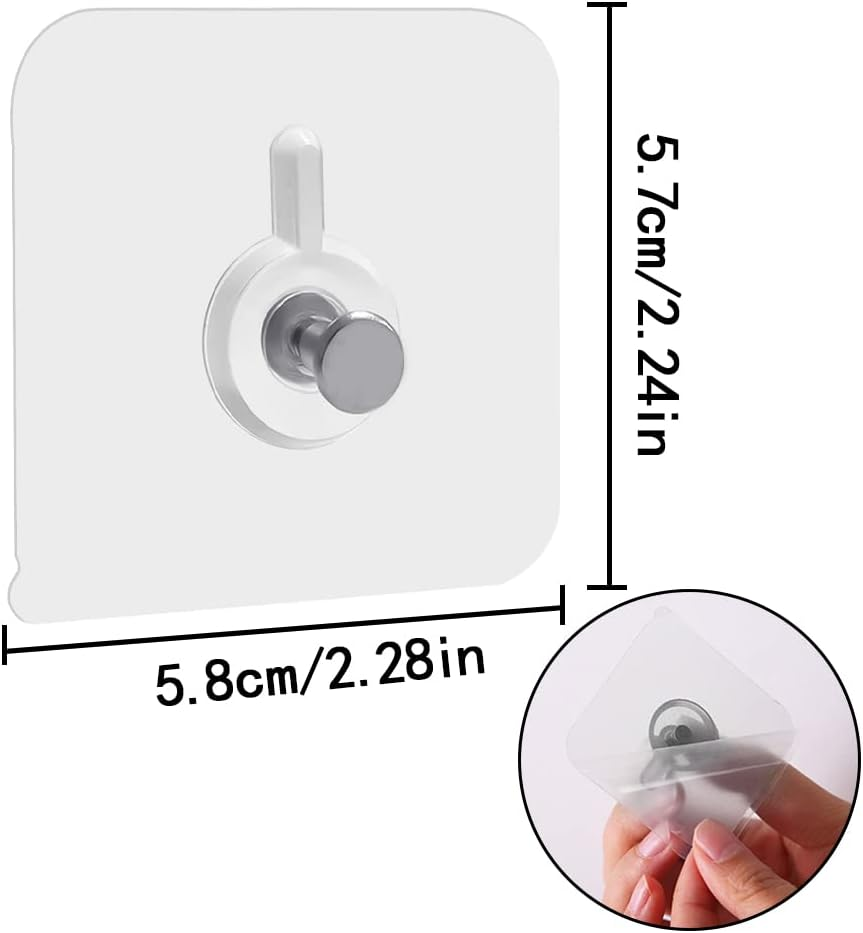 HAIKING Adhesive Wall Hook, 8 Pcs Adhesive Wall Screws Hanging Nails for Bathroom Kitchen Shower Room (2.24 * 2.24In image number 3