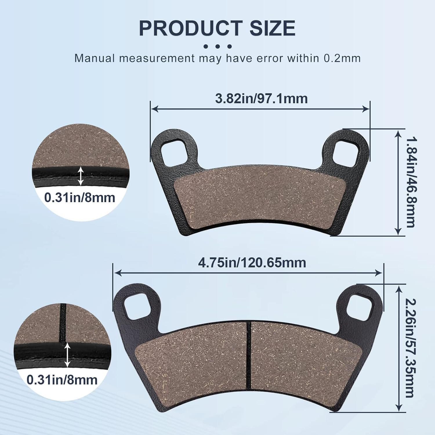 Front&Rear Brake Pads for Polaris Ranger XP 1000 2018-2023 General 1000 EPS 2016-2020 Ranger Crew XP 1000 2019-2020