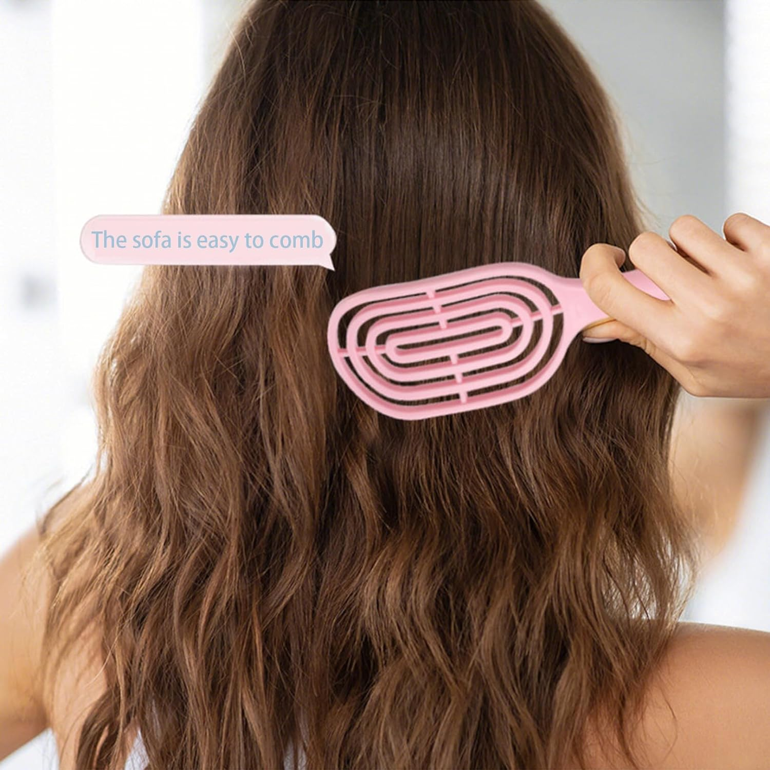 Organic Detangling Hair Brush for Women, Men and Children - Does Not Pull on Hair Straightening Brushes for Straight, Curly Wet Hair Home Massage Comb (Yellow) - Blue image number 2