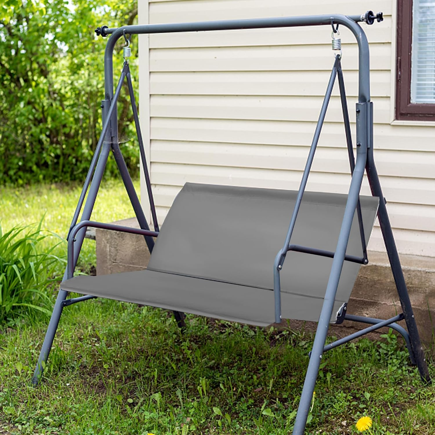 Hagsfire Swing Cushion Cover, Replacement Swing Seat Covers, 600D Thickened Oxford Waterproof Swing Seat Protection Covers for Outdoor Patio Garden Yard Porch Swings (Gray, 58.2X19.7X19.7 Inch) image number 3