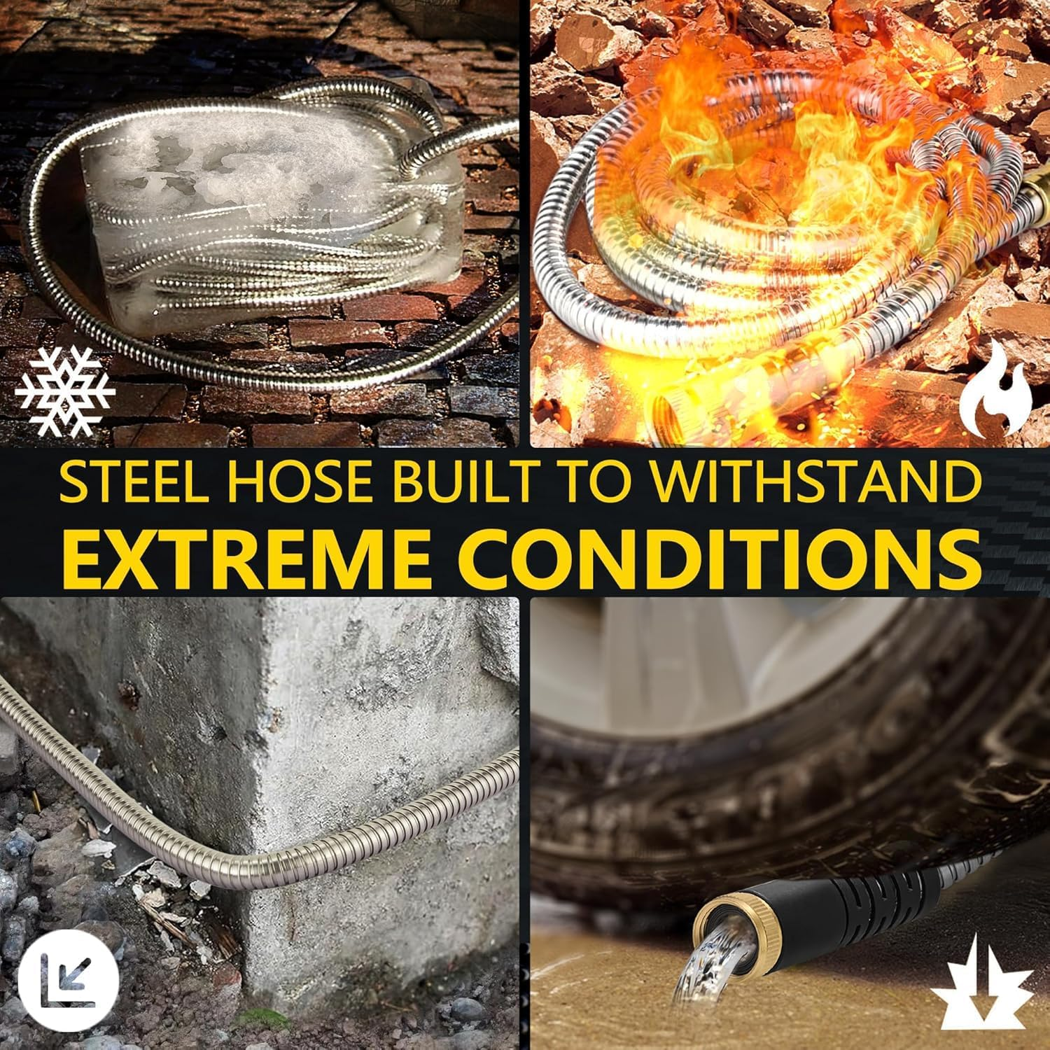 Garden Hose 50Ft, Heavy Duty Stainless Steel Water Hose, No Kink, Lightweight and Flexible, Easy to Use and Store, Strong and Sturdy, Suitable for Yard and Lawn image number 1