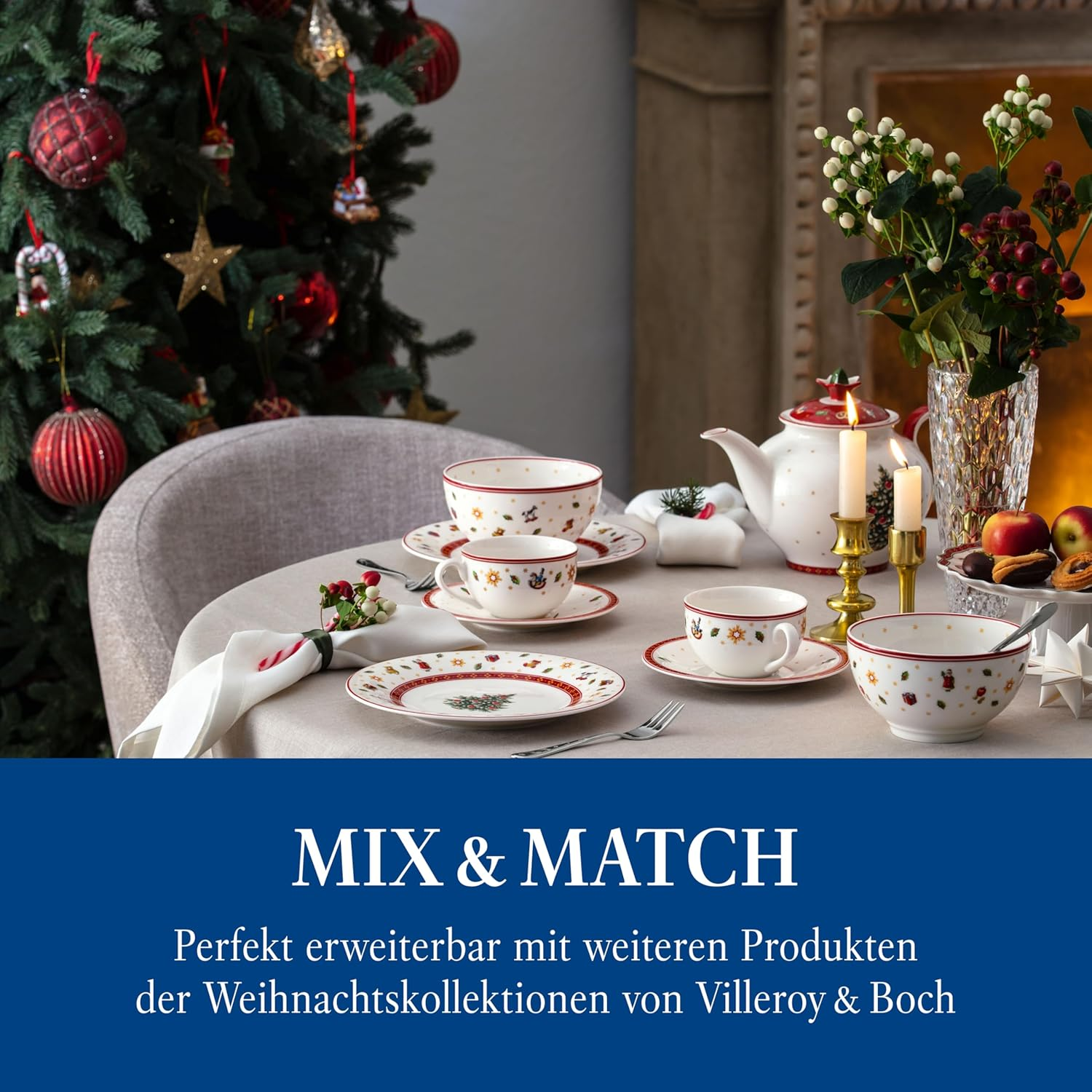 Villeroy & Boch Toy'S Delight Specials Espresso Saucer, Coaster, Espresso Cups, Small Porcelain Plate with Christmas Motif, Christmas Tableware, 12 Cm Diameter, Dishwasher and Microwave Safe image number 2