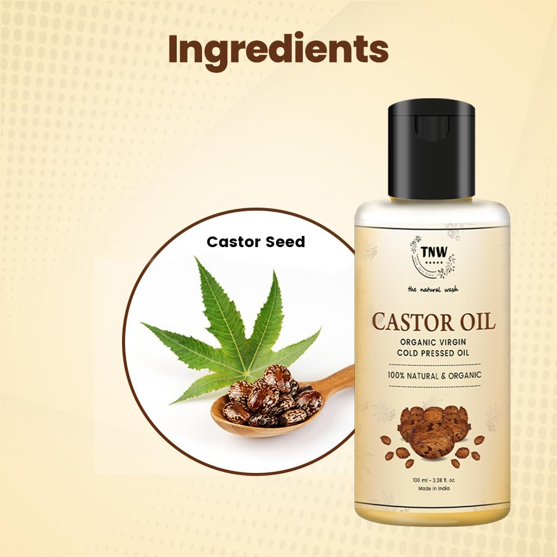 TNW-THE NATURAL WASH 100% Pure Castor Oil for Hair and Skin | Unrefined Hexane-Free Caster Oil Serum, 100 Ml