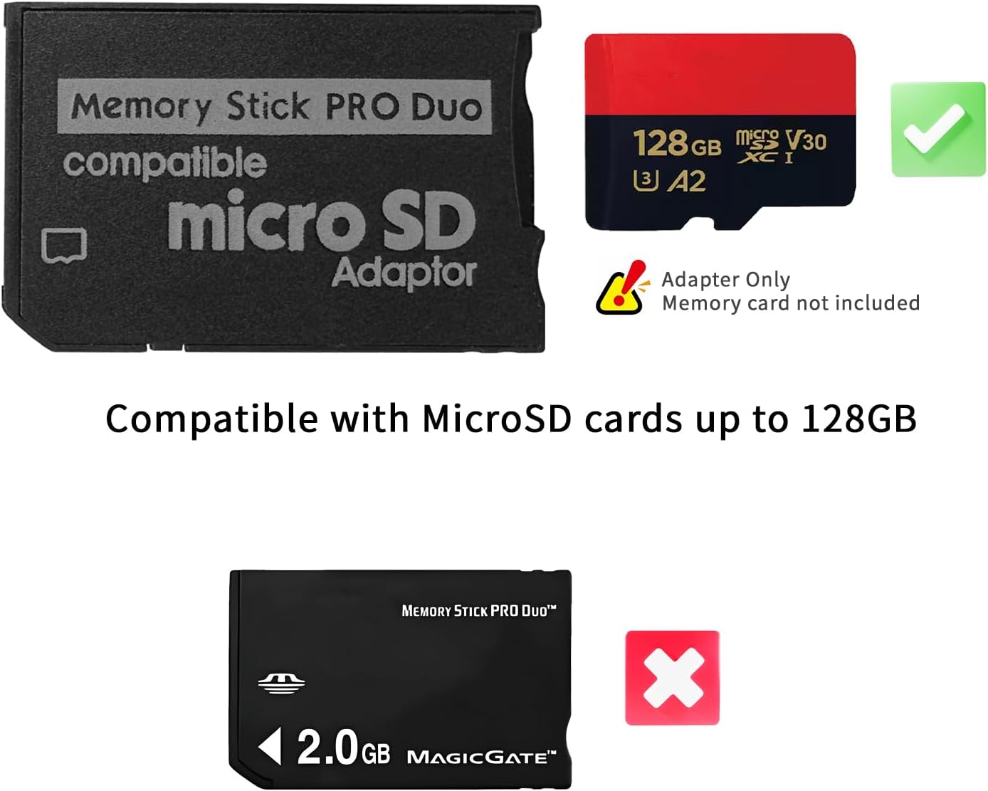 QUMOX Memory Stick Adapter, Micro SD to Memory Stick PRO Duo for PSP, Camera, Handycam image number 2