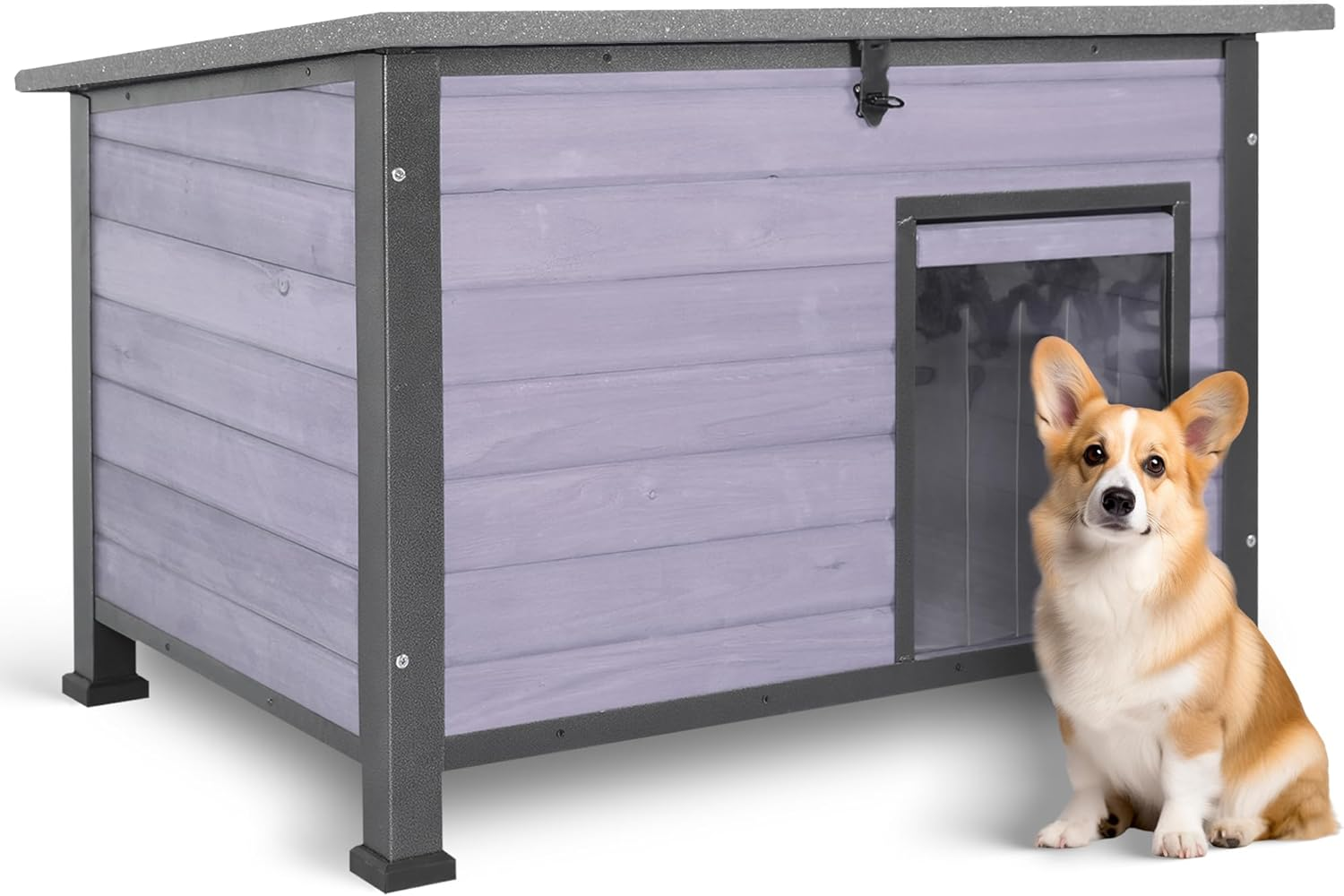 Seiyierr Insulated Dog House Outdoor with Removable Liner for Winter, Upgrade Anti-Chewing Iron Frame Heated Large Houses, Weatherproof Dog Shelter for Puppies, Cats