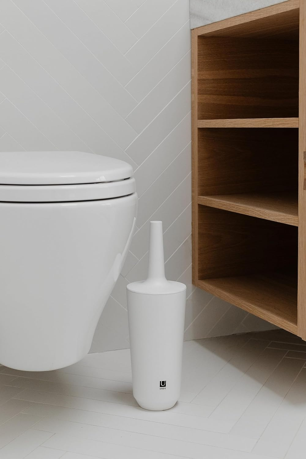 Umbra Corsa Toilet Brush with Holder, White Bath image number 2