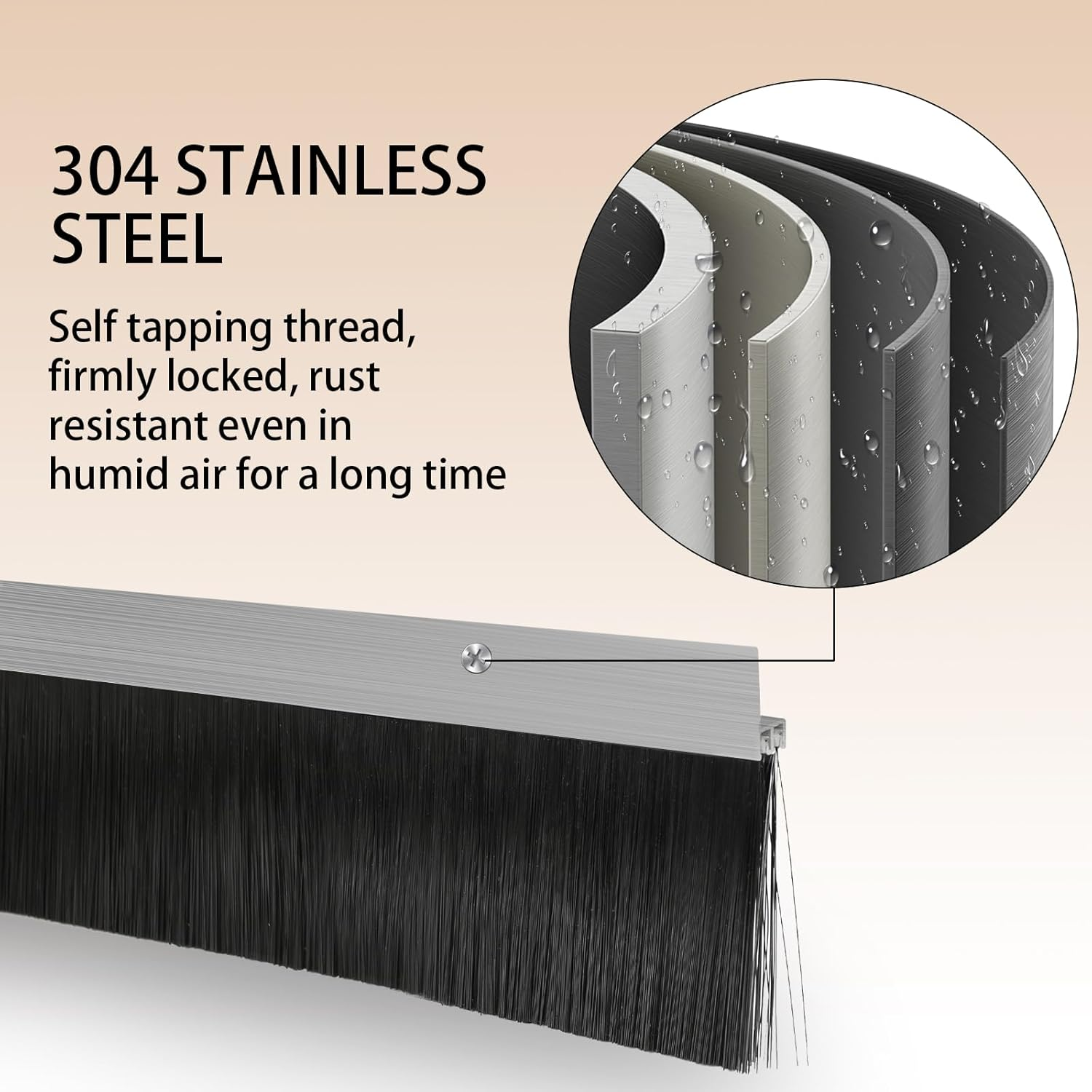 3 Pack Double Layer Garage Door Brush Seal Kit &ndash; 2.5" X 39.3" Bottom Sweep Draught Excluder Stopper &ndash; Heavy Duty Aluminum Base &ndash; Dust, Insect Proof for Roll-Up, Exterior & Industrial Use (118") image number 1