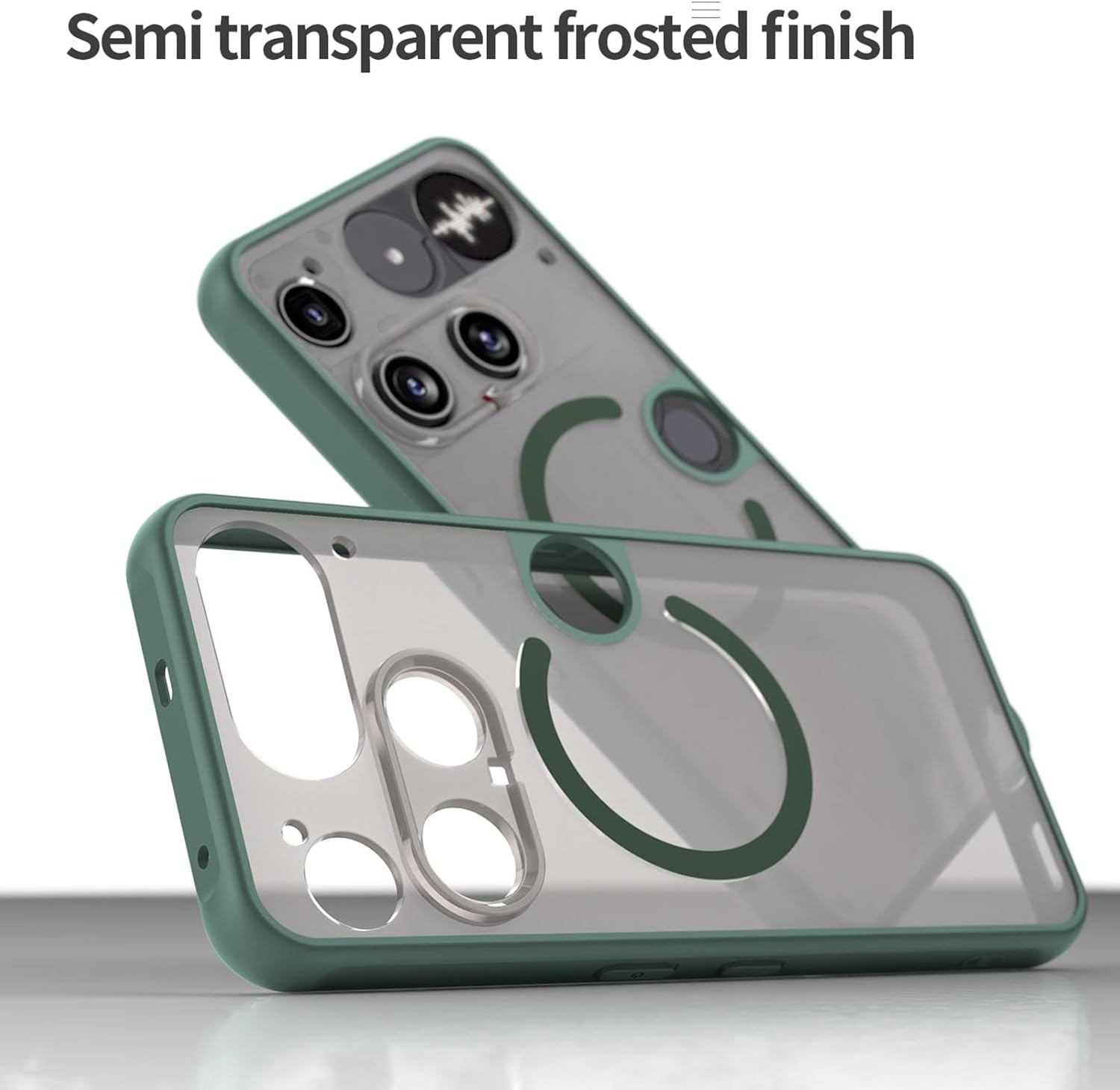 ILING Case for Nothing Phone (3), Compatible with Magnetic Charging, Ultra-Thin Translucent Matte Frosted Silky Touch Hard PC Silicone TPU Bumper Shockproof Cover (Green)