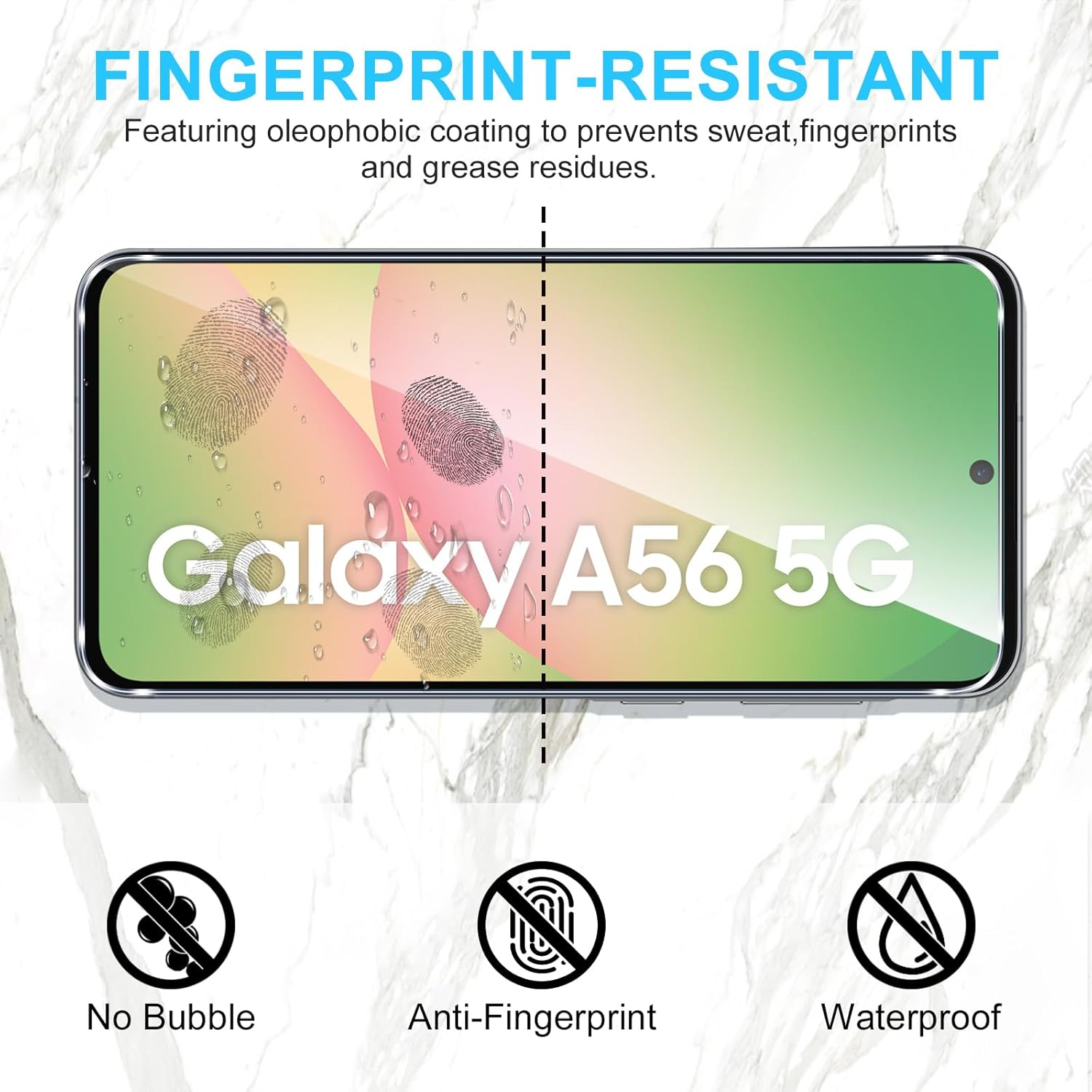 Phoona Pack of 2 Screen Protectors for Samsung Galaxy A56, 9H Hardness Tempered Glass Film, HD Transparent Screen Protector, Scratch-Resistant, Bubble-Free, Clear Screen Protector for Samsung Galaxy image number 5