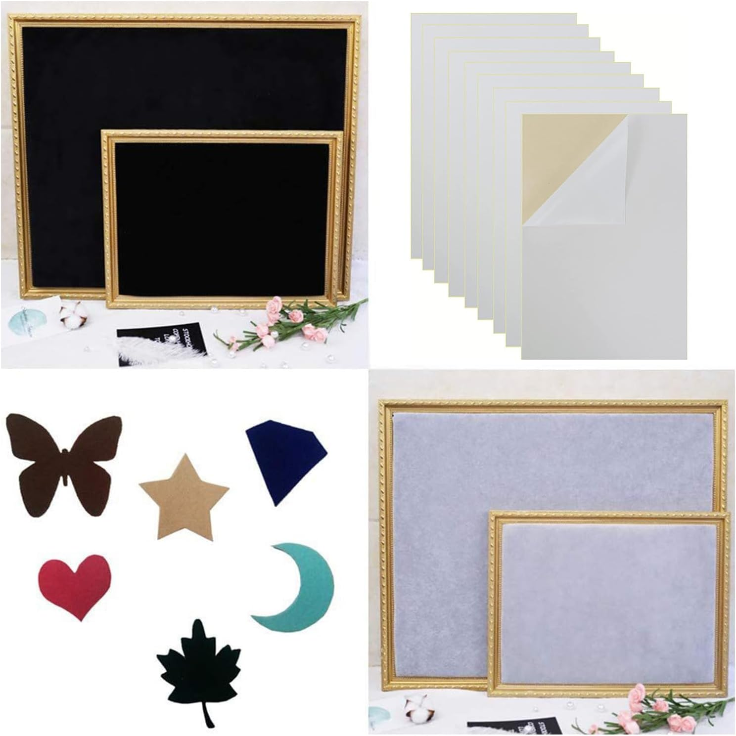 Yharnamite 10 Pcs Self Adhesive Felt Sheet, 8.3 X 11.8 Inch Felt Sheets with Adhesive Backing, Velvet Flocking Liner Sticky for Jewelry Box and Drawer Liner (White) image number 3