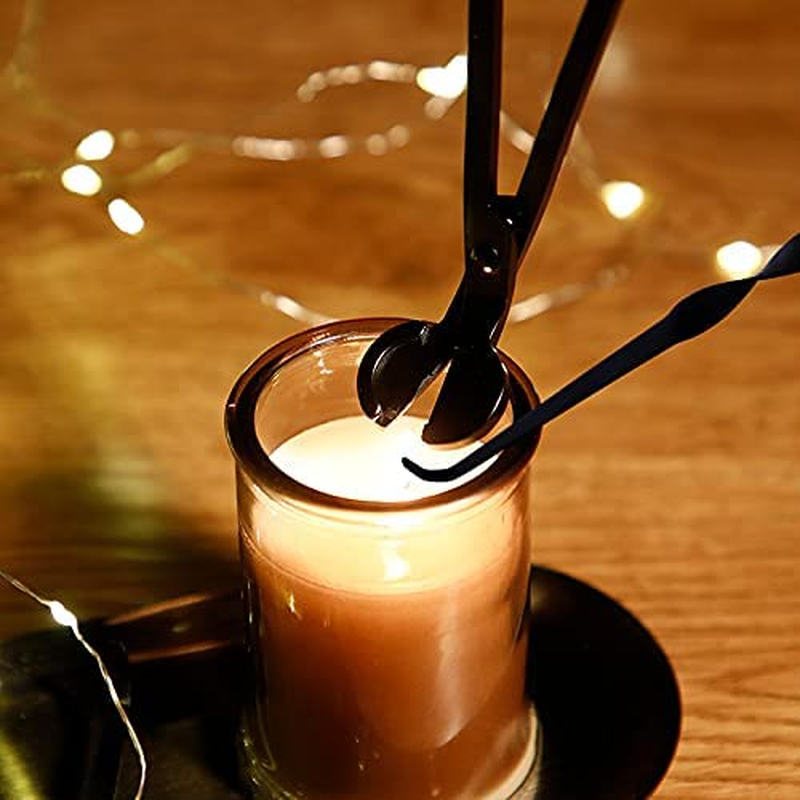 2 Pcs Candle Wick Trimmer Set, 1 Stainless Steel Polished Candle Wick Trimmer and 1 Candle Hook, Reaches Deep into Candles to Cut Spent Wicks（Black） image number 4