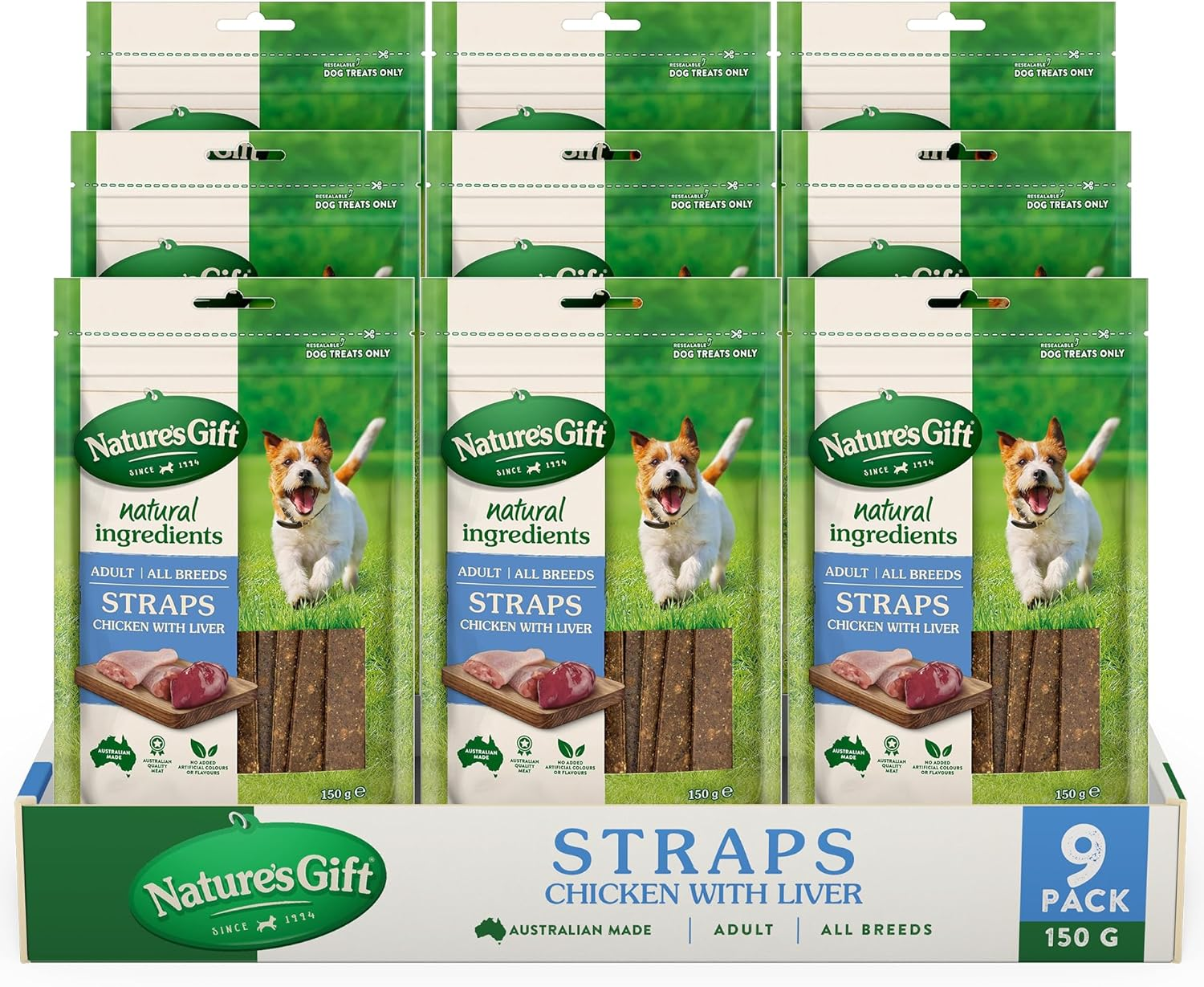 Nature'S Gift Straps Treats, Beef 9X150G - Soft and Chewy Straps, Made with Natural Ingredients for All Breeds image number 3