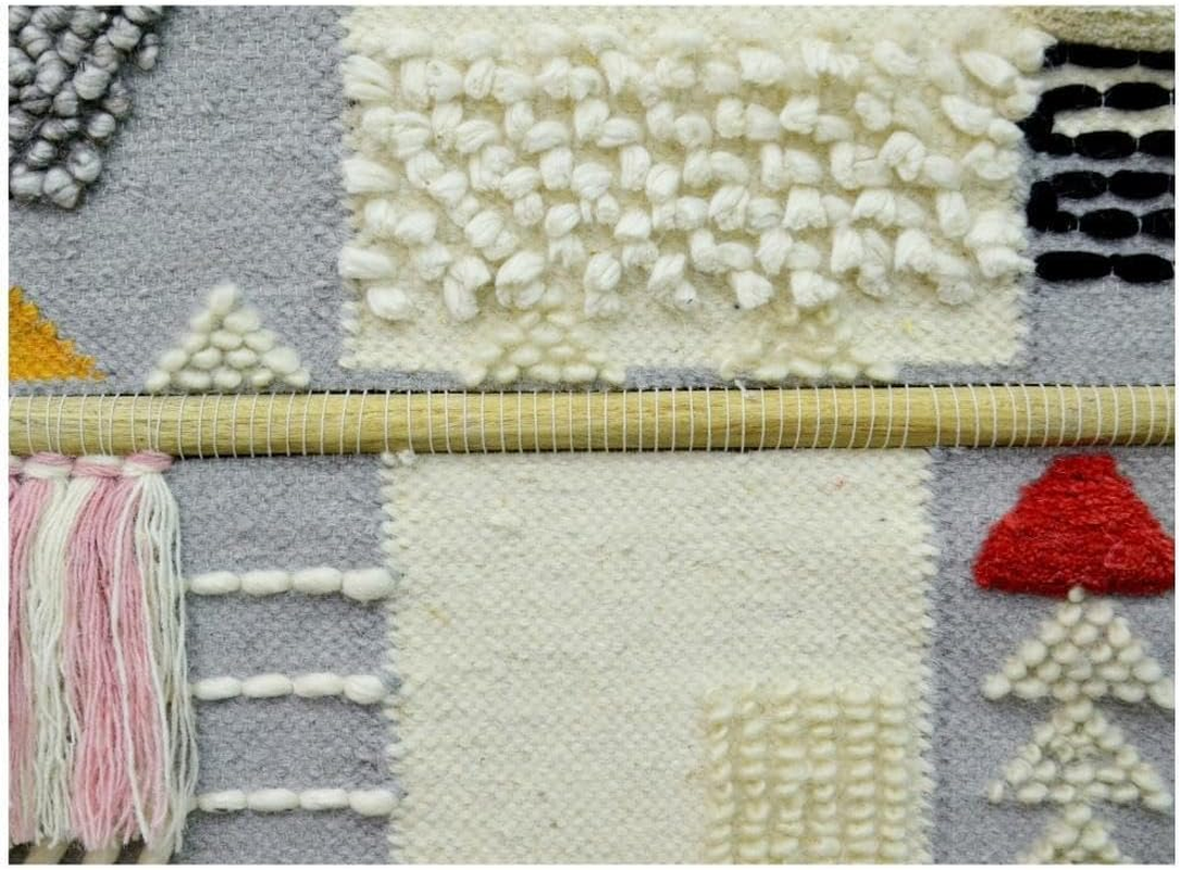 Rug Club AD20 Artisan Decor Handwoven Woollen Wall Hanging, 50 Cm X 100 Cm Size, Pink/Multicolour image number 2