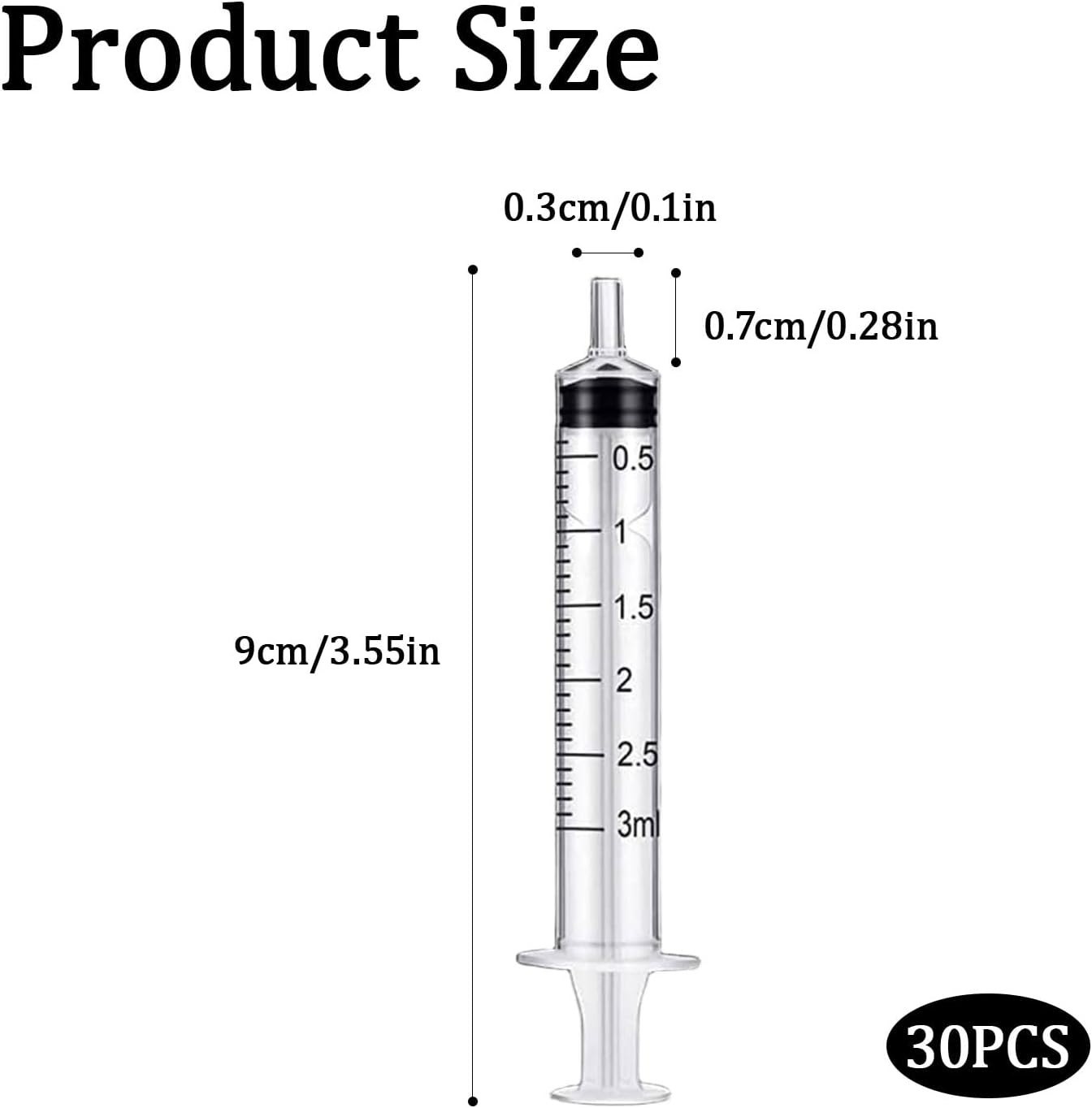 30Pcs Syringes, 3Mlplastic Syringe Individually Sealed, Liquid Measuring Syringe Tool, with Measurement, for Feeding Pets, Scientific Laboratories, Measuring Liquids, Oil or Glue Applicants image number 6