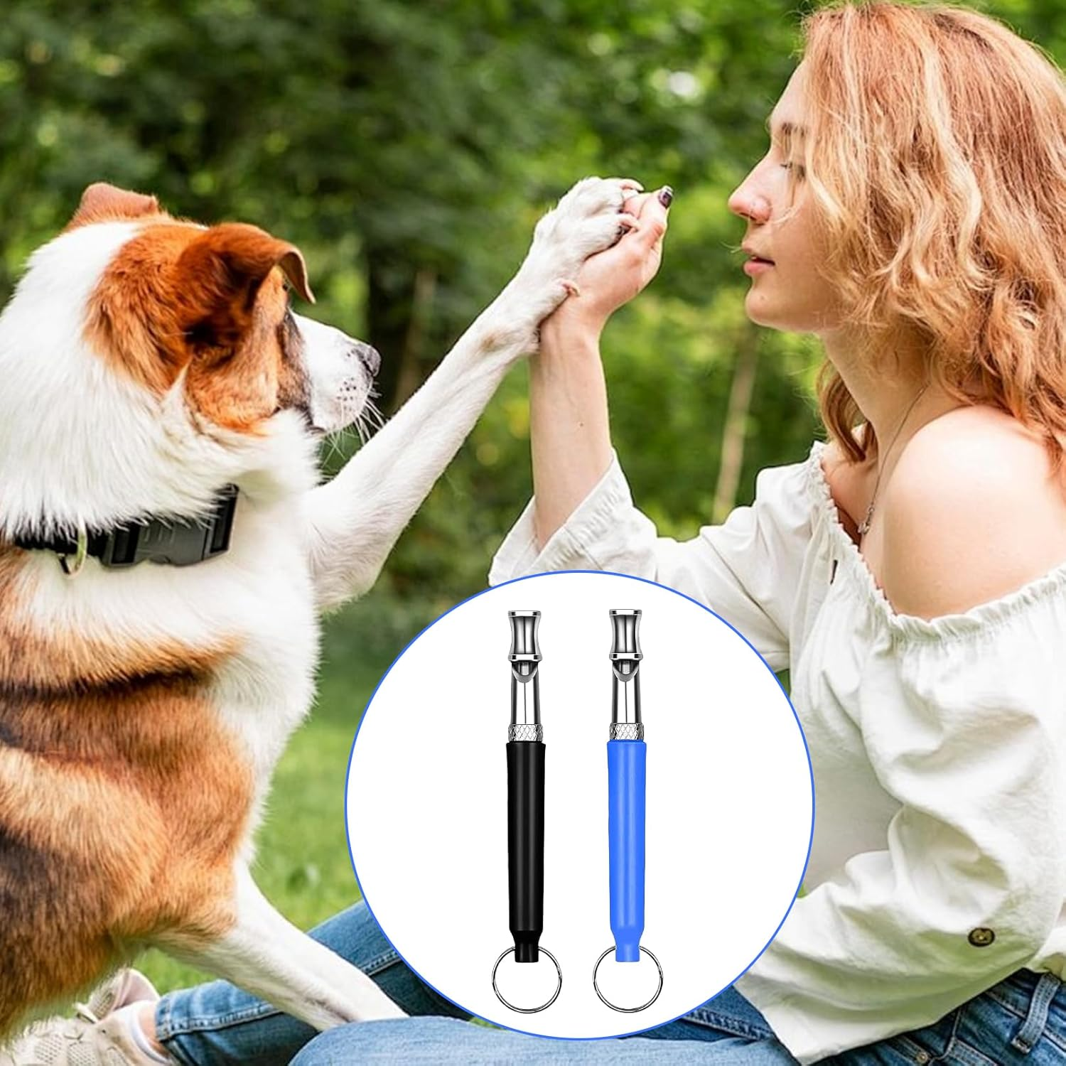 Pack of 2 Dog Whistles, High Frequency, Silent, against Barking, Dog Whistle, Recall, Adjustable Quiet Dog Whistles Device, anti Bark Whistles, Not Audible, Metal Whistle Training Lanyard for Dog image number 3