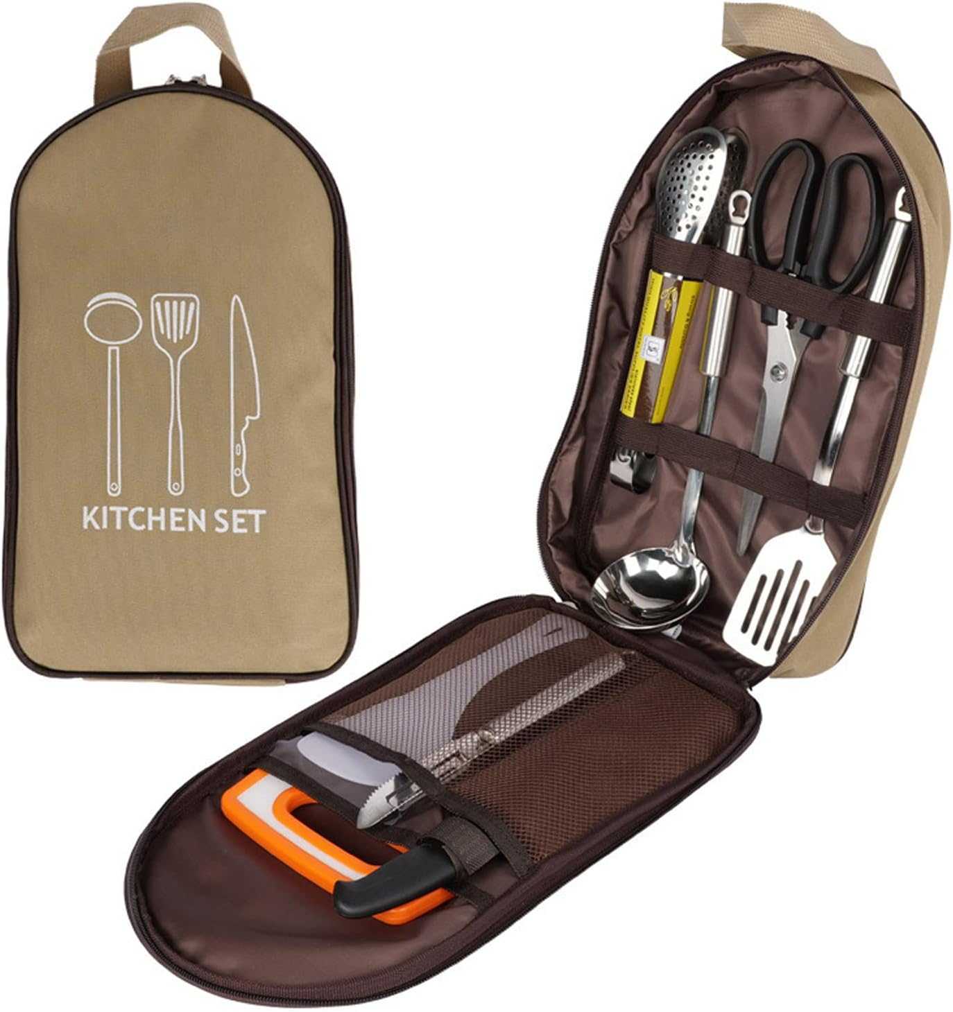 Lehom Camping Kitchen Utensil Set,Camp Cookware Utensils Organizer Travel Kit,8 Piece Camping Kitchen, RV Cookware Kit, Travel Grill Set,Portable Camp Kitchen Utensil Set image number 4