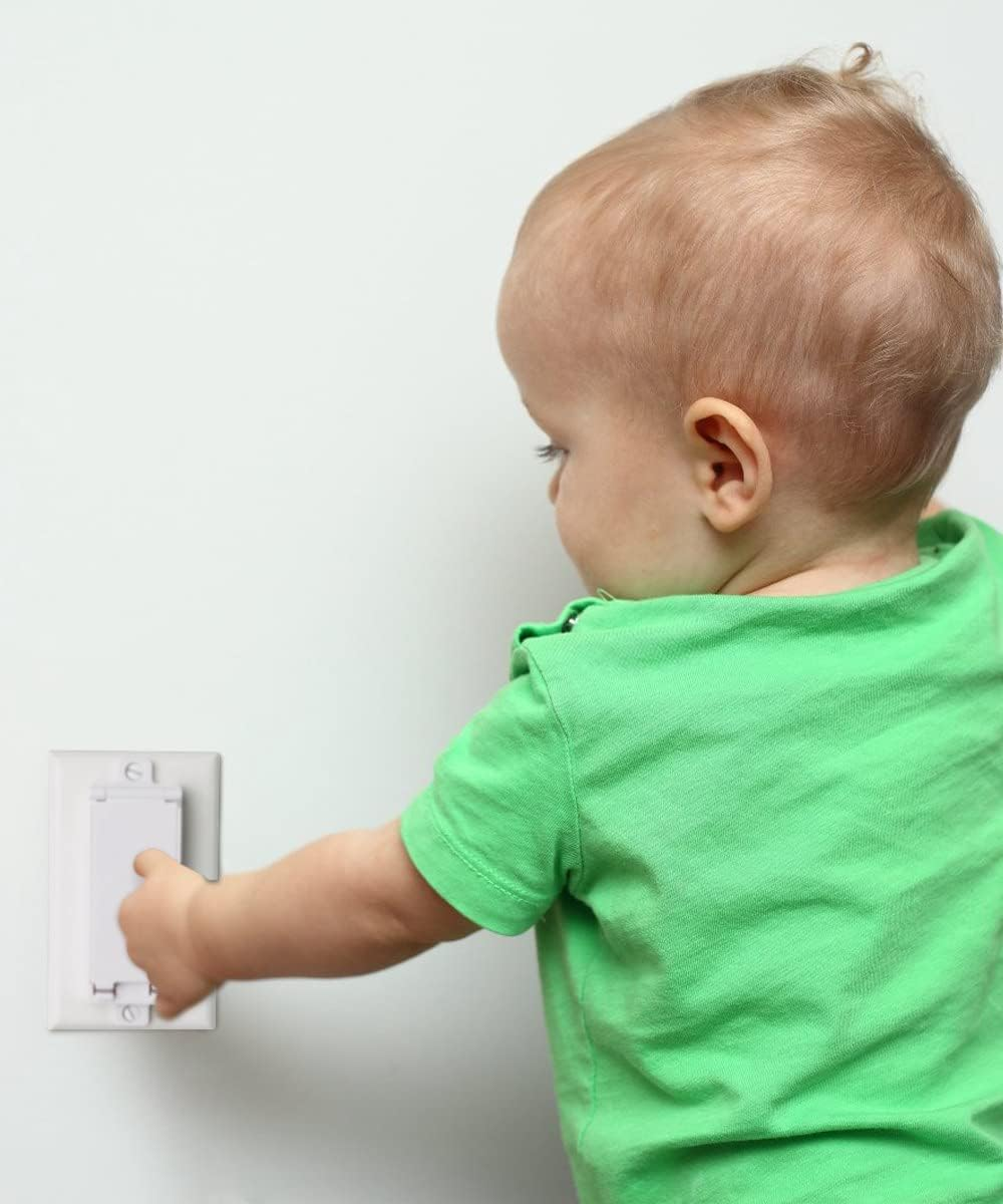 Light Switch Guard, ILIVABLE Child Proof Switch Plate Cover Prevents Kids or Accidental Turned On/Off Switch While Allowing Access (White, 2 Pack) image number 1