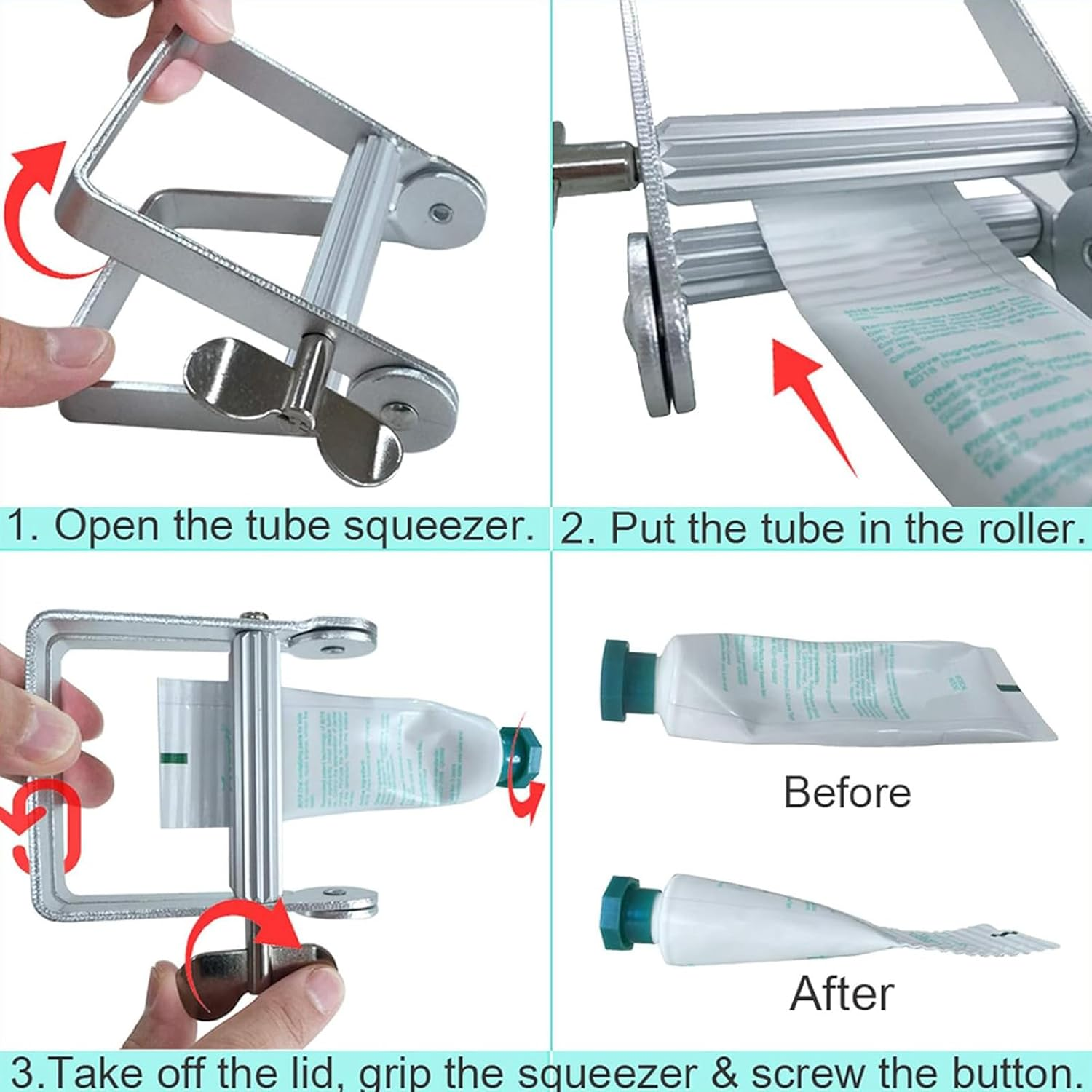 Metal Toothpaste Squeezer, Toothpaste Tube Roller Squeezer Tool for Easy Dispensing image number 1