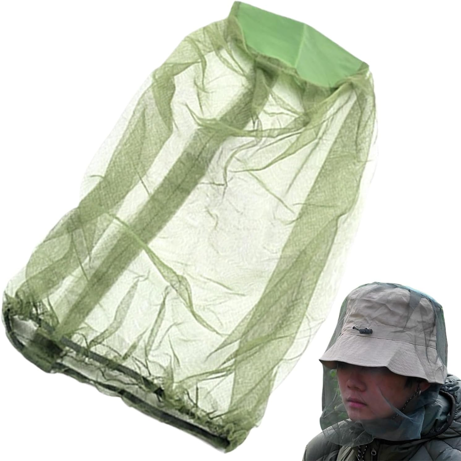 Face Mesh,Automatic Shrink Fly Net for Head - Lightweight Hat Shield, Fly Protection Gear for Gardening Hiking Climbing Camping Outdoor image number 2