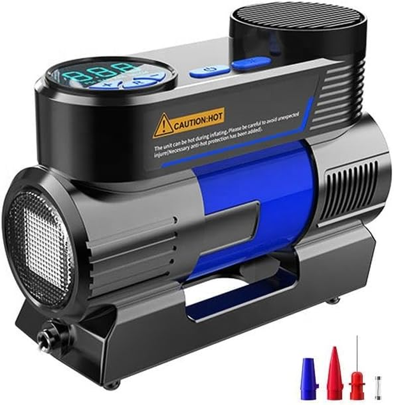 Tyre Inflator Portable Air Compressor 12V Auto Digital Air Pump for Car Tire, 150PSI DC 12V Auto Shut off Tire Pump W/Pressure Gauge Car Bike Balls Pump LED Light LCD Digital Display Fast Inflator