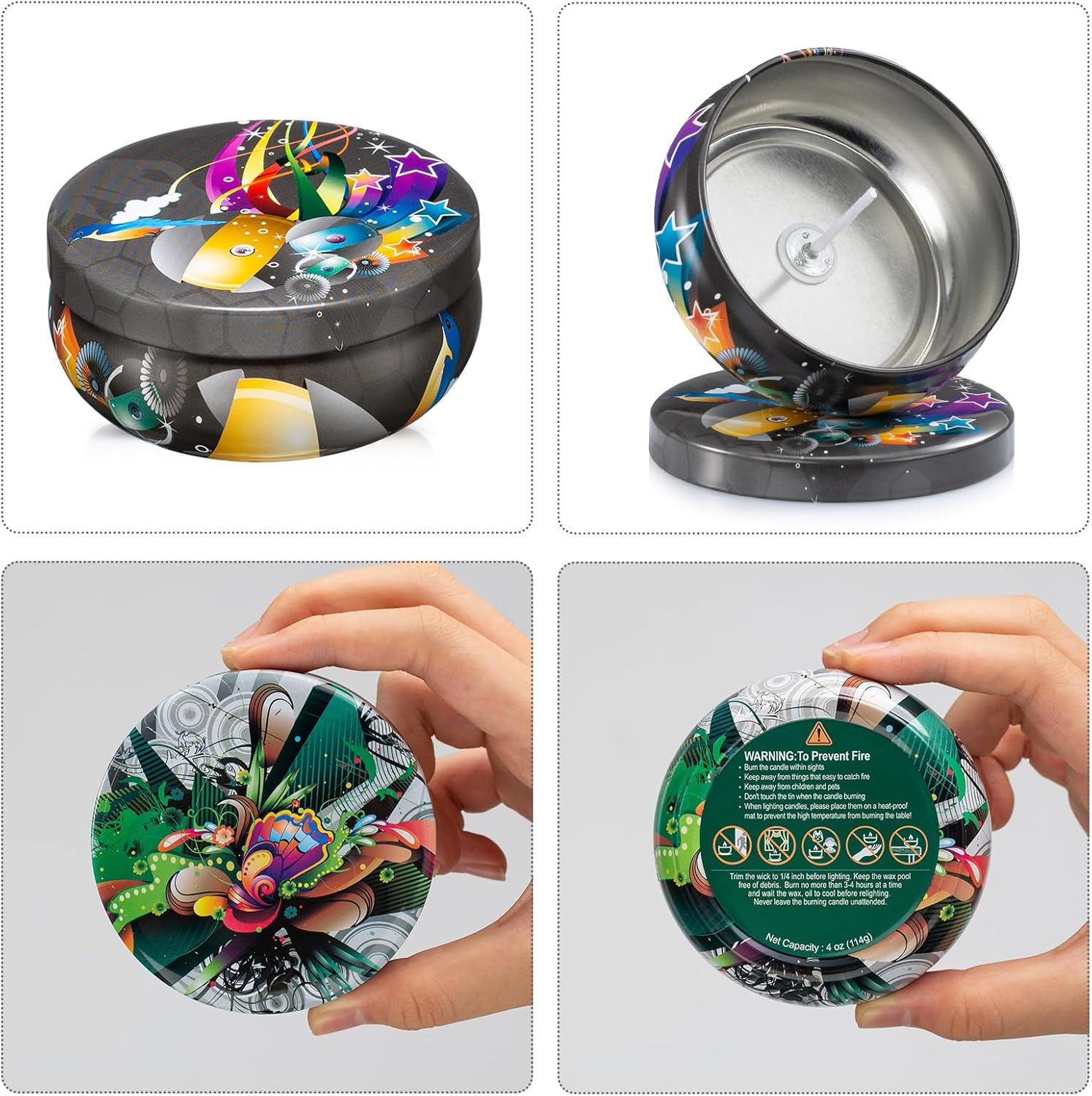 Opeshar Upgrade 24 Pieces 4Oz Large Caliber Candle Tins, Empty Candle Jars, round Container with Lids,Includes Pre-Cut Wicks, Wicks Holder for DIY Candle Making image number 4
