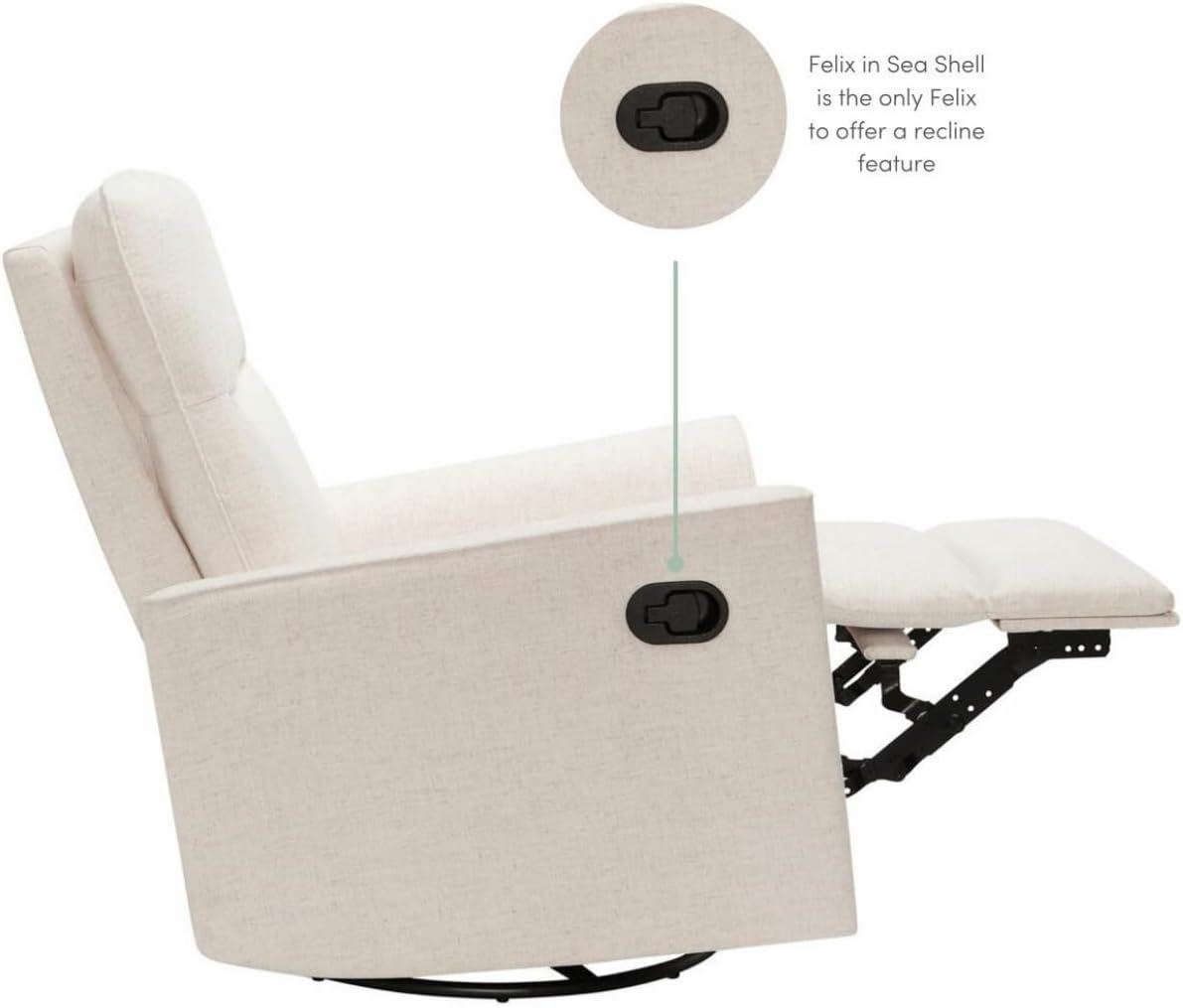 Il Tutto Felix Recliner Glider Nursery Chair, Sea Shell - Sea Shell image number 3