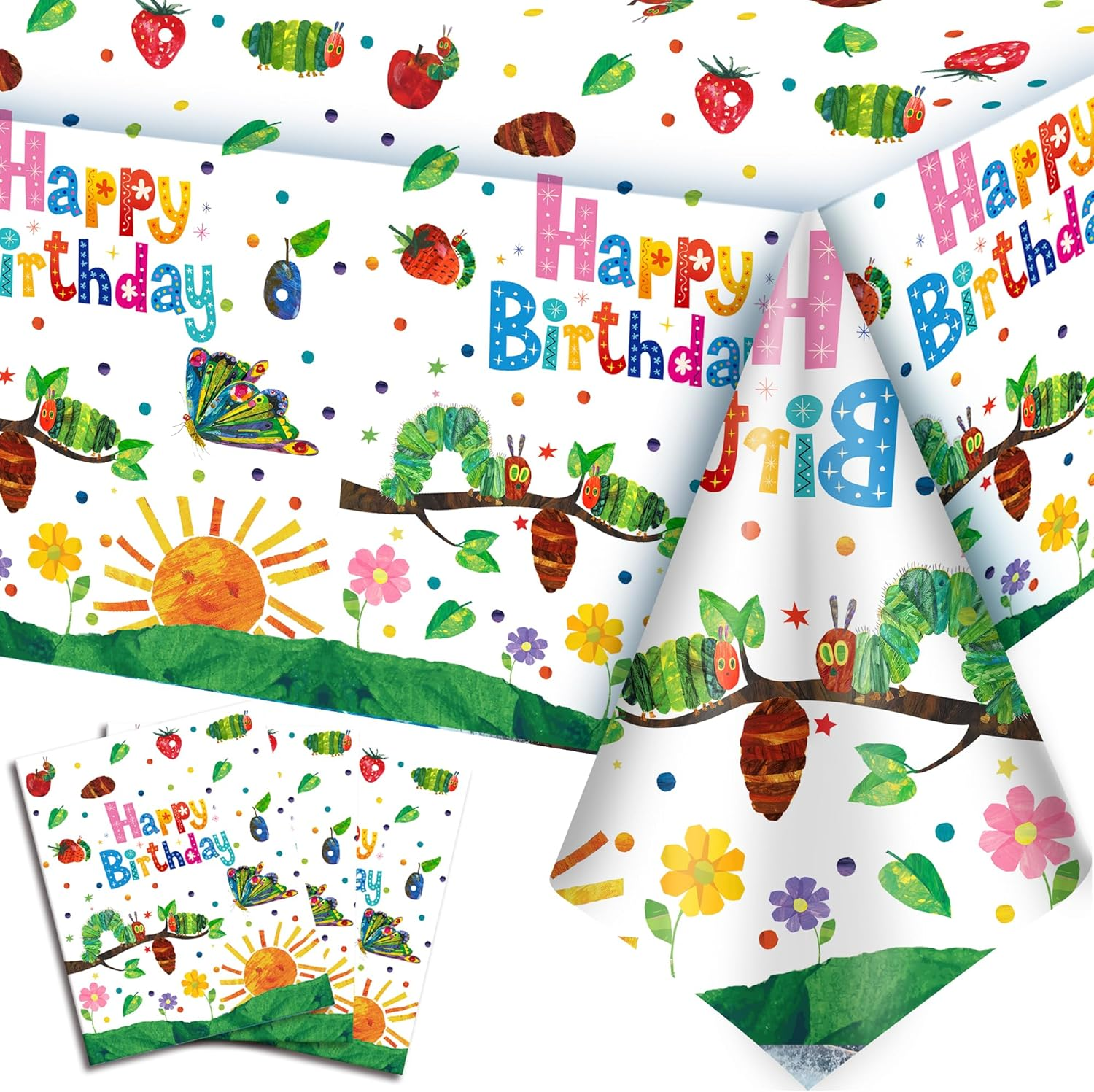 Caterpillar Party Decoration Tableware, 3Pcs the Very Caterpillar Party Tablecloth Hungry Caterpillar Birthday Tablecloth for Hungry Caterpillar Party Decoration, Caterpillar Decoration Birthday image number 4