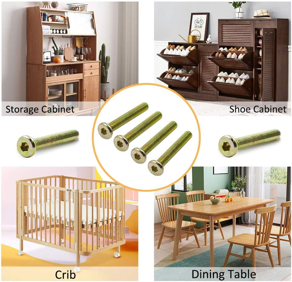 Mecion 10 Pcs M6 X 40Mm Crib Screws Zinc Plated Hex Socket Crib Hardware Screws for Beds Headboards Chairs Furniture image number 1