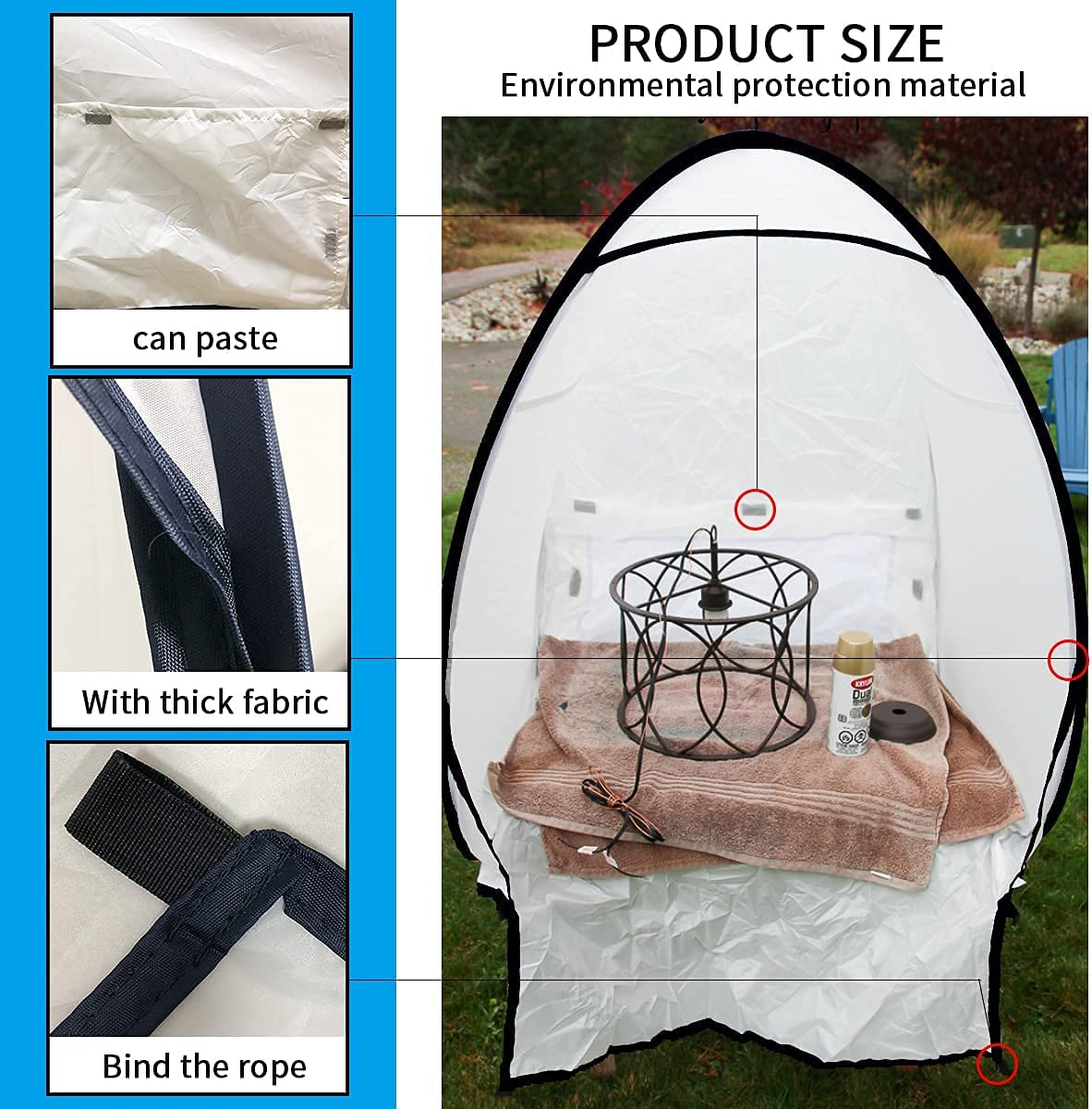 PLANTIONAL Portable Paint Tent for Spray Painting: 3.1X3.2X3.3Ft Small Spray Shelter Paint Booth for DIY Projects, Small to Medium Furniture image number 5