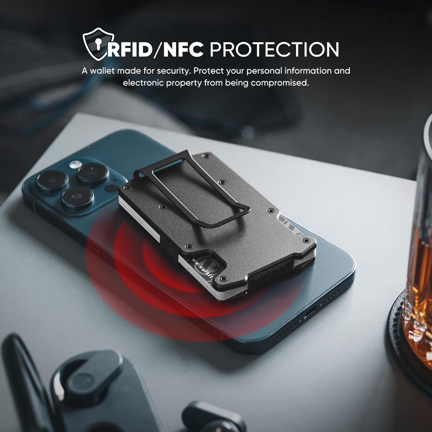 VULKIT Minimalist Slim Wallet for Mens with Money Clip- RFID Blocking Metal Wallet - Classic Brown image number 6