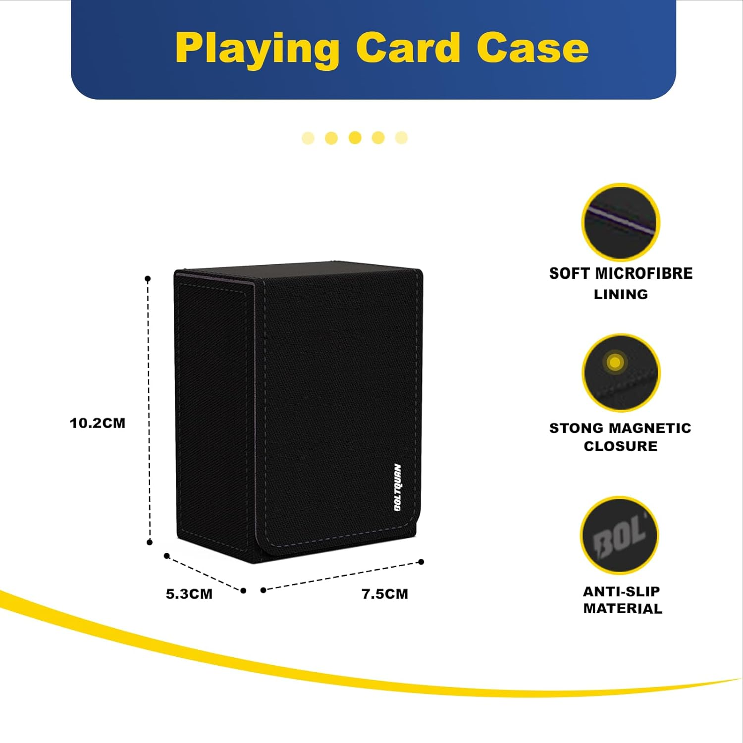 Double Decker Leather Poker Card Case - Holds Two Sets of Poker Size Cards - Premium Dual-Deck Holder with Stylish Design and Secure Closure (Black-Grey) - Black-Purple image number 4