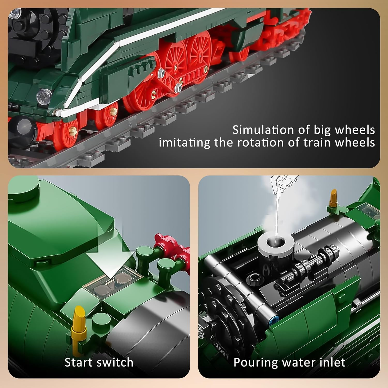 Mould King 12007 German Express Steam Train Building Set, LED Motor Track Model Block Kit, STEM Toy to Build Gift Boys Girls Aged 14+ 2348Pcs image number 1